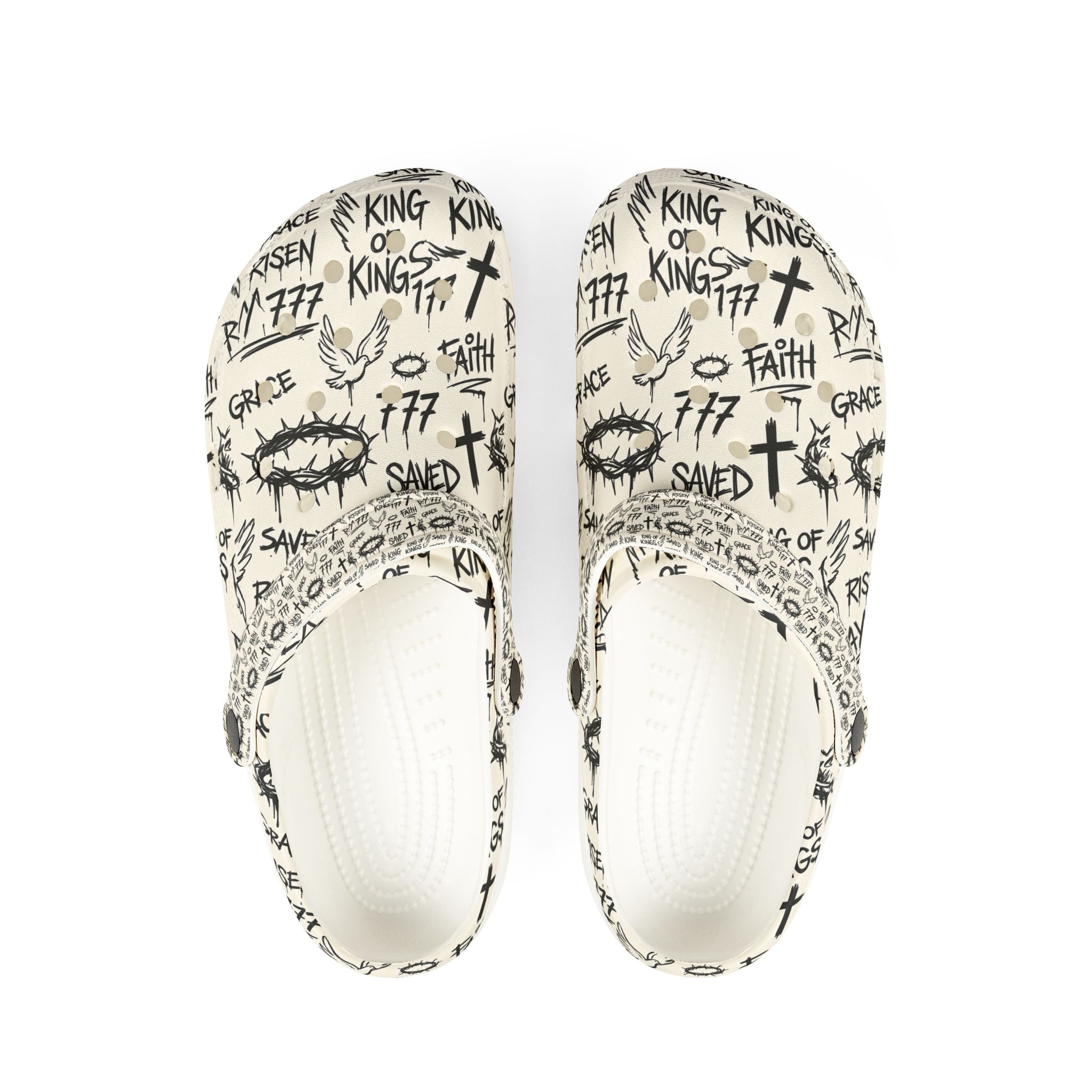 Christian Graffiti EVA Foam Slip Ons | Handwritten Faith Comfort Shoes | Clogs Style