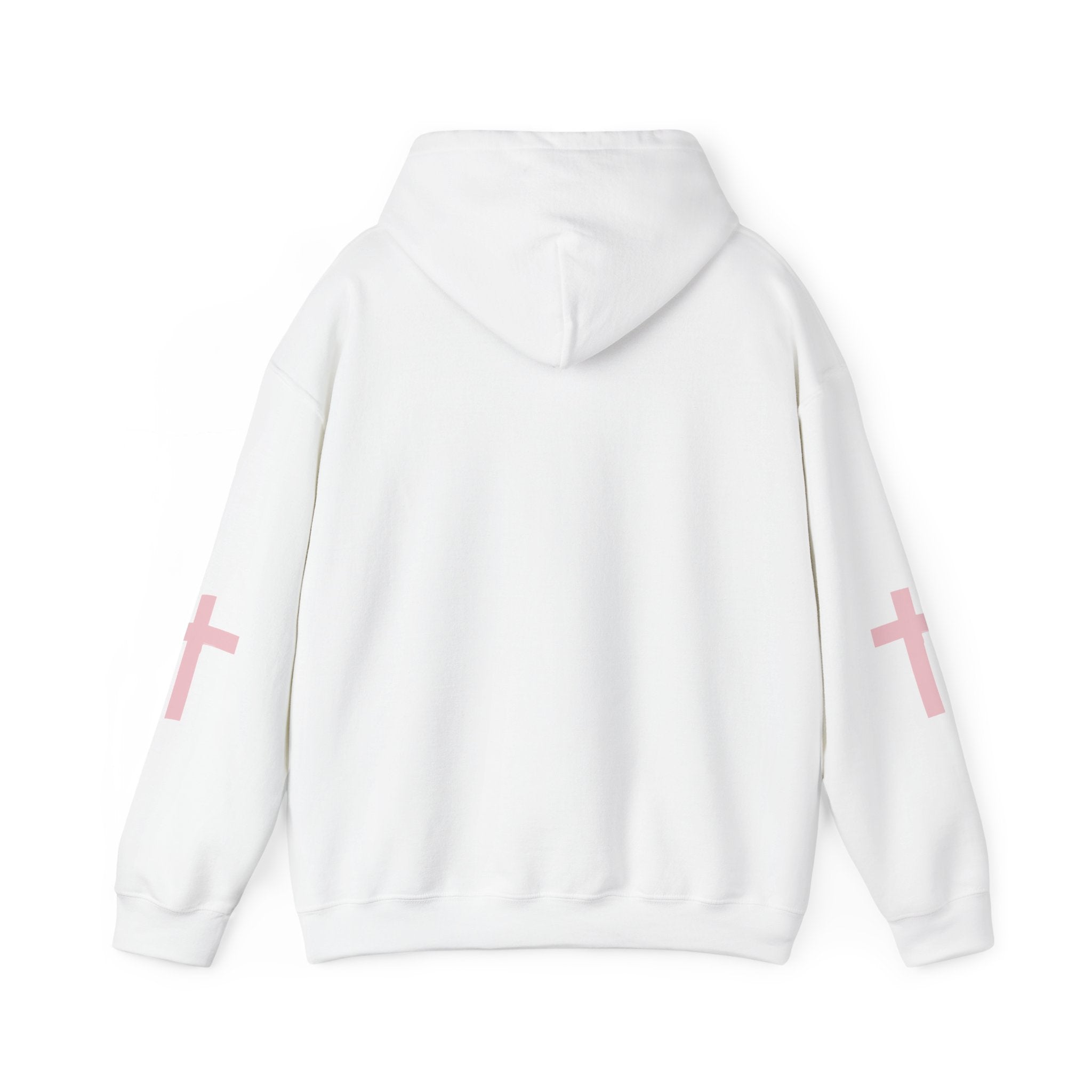 Christian Streetwear Hoodie White Pink Cross Faith Hoodie Modern Minimal Style ArmorNGlory