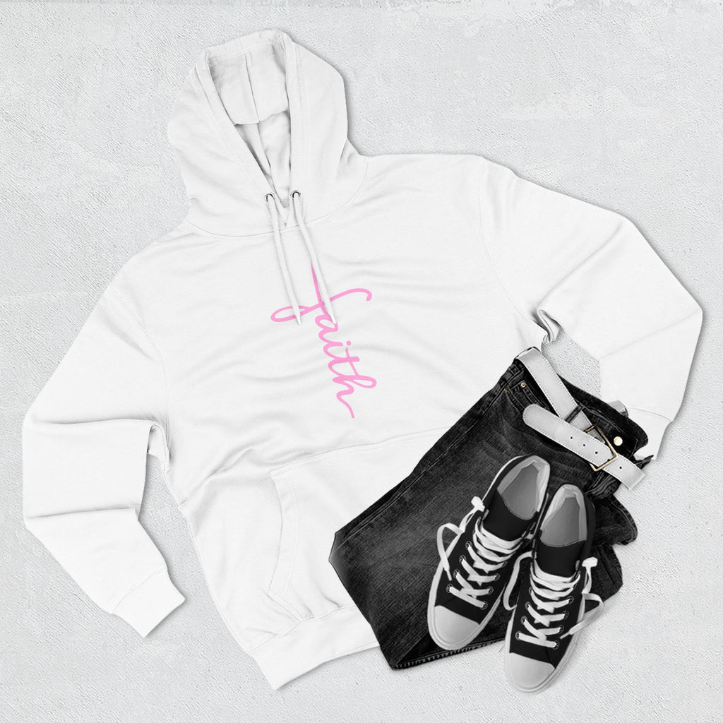 Pink Faith Hoodie | Christian Hoodie for Women | Minimalist Script Cross Hoodie | Christian Streetwear | Faith Gift | Religious Sweatshirt