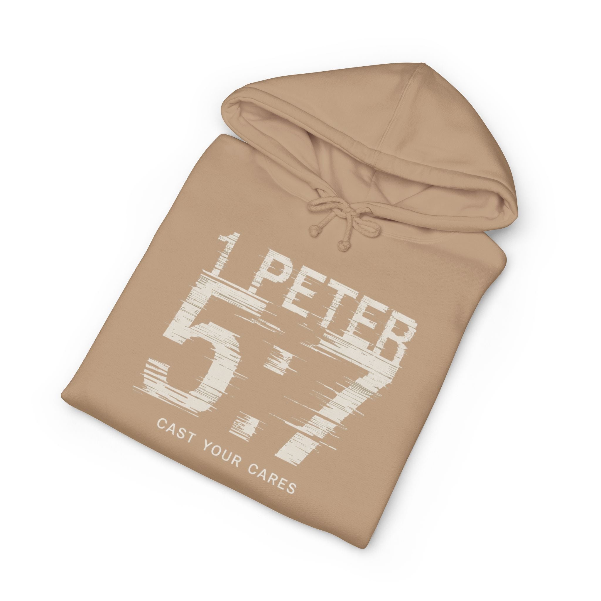 Christian Hoodie | 1 Peter 5:7 Hoodie | Cast Your Cares Sweatshirt | Heavyweight Faith Streetwear Hoodie | Minimalist Christian Gift