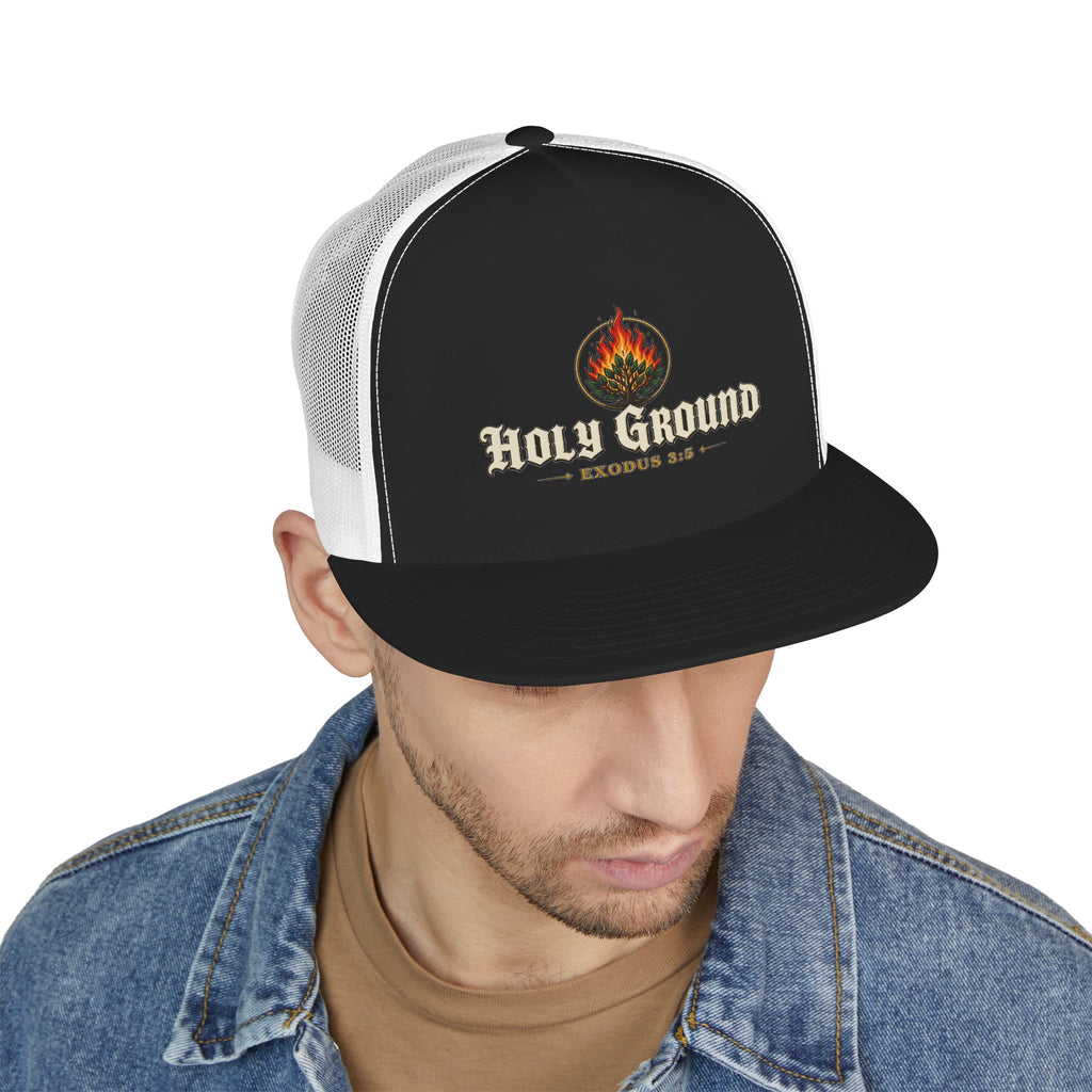HOLY GROUND Printed Christian 5-Panel Trucker Cap