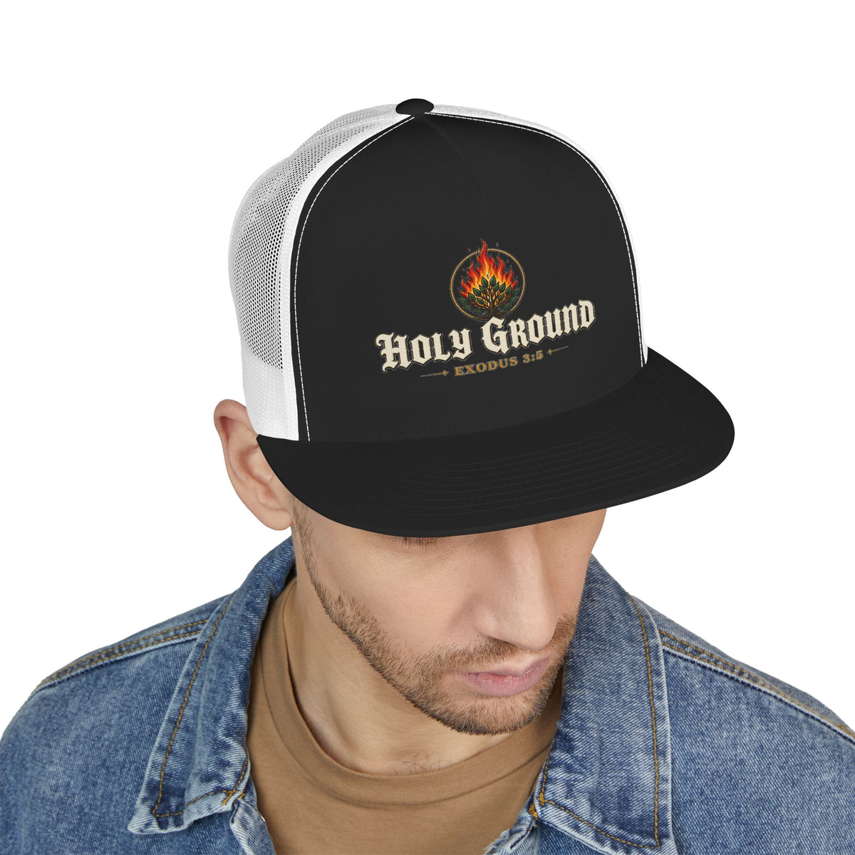 HOLY GROUND Printed Christian 5-Panel Trucker Cap