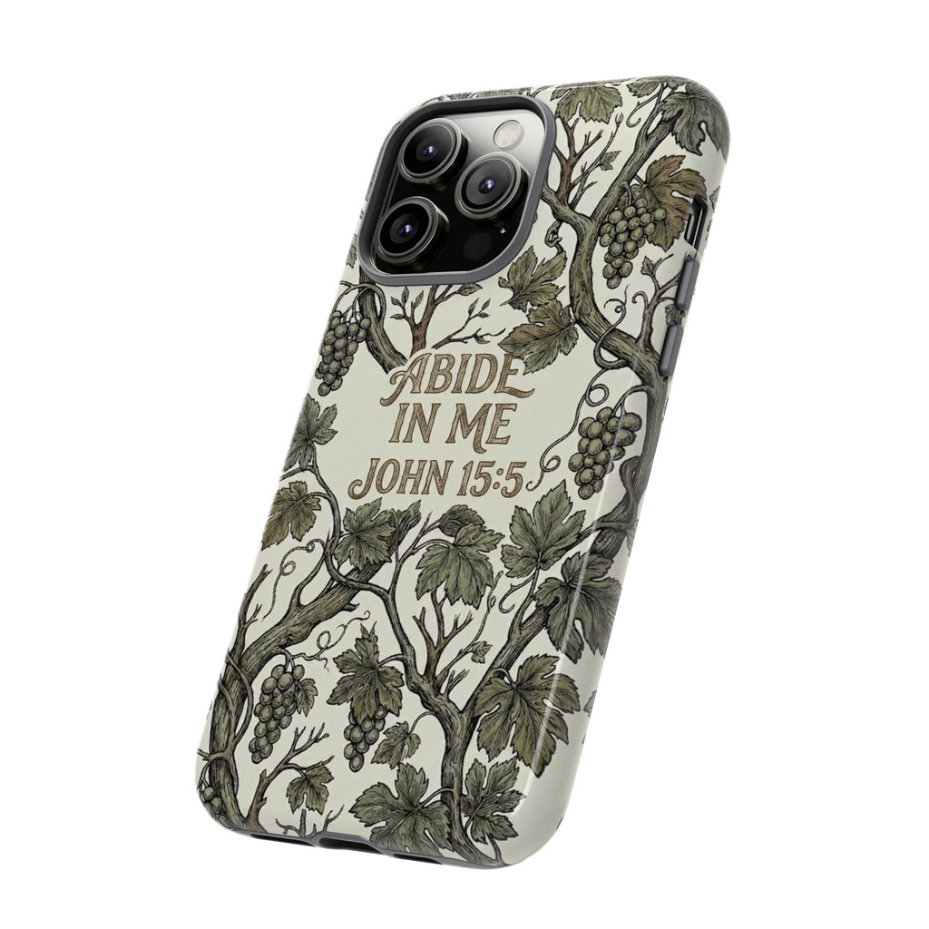 True Vine" Christian Phone Case | John 15 Scripture Art, Earthy Green Botanical Pattern, Nature Faith Gift, Bible Verse Cover
