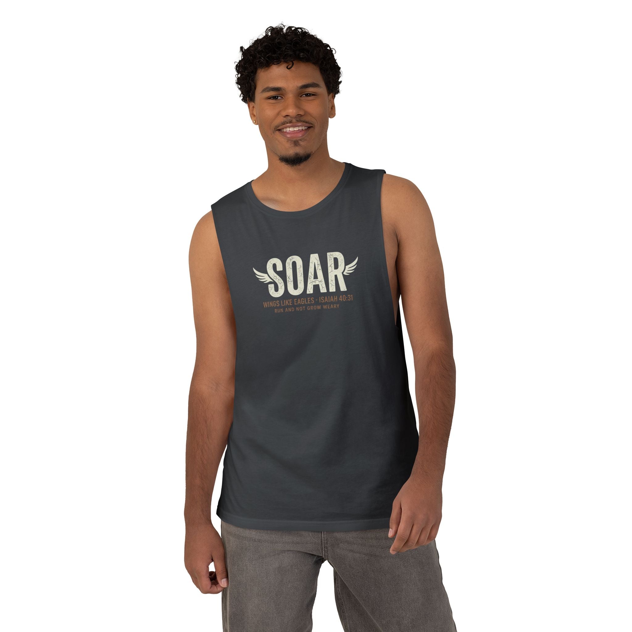 SOAR Isaiah 40:31 Tank Top, Wings Like Eagles Muscle Tank, Christian Workout Shirt, Faith Gym Apparel, Inspirational Unisex Tank