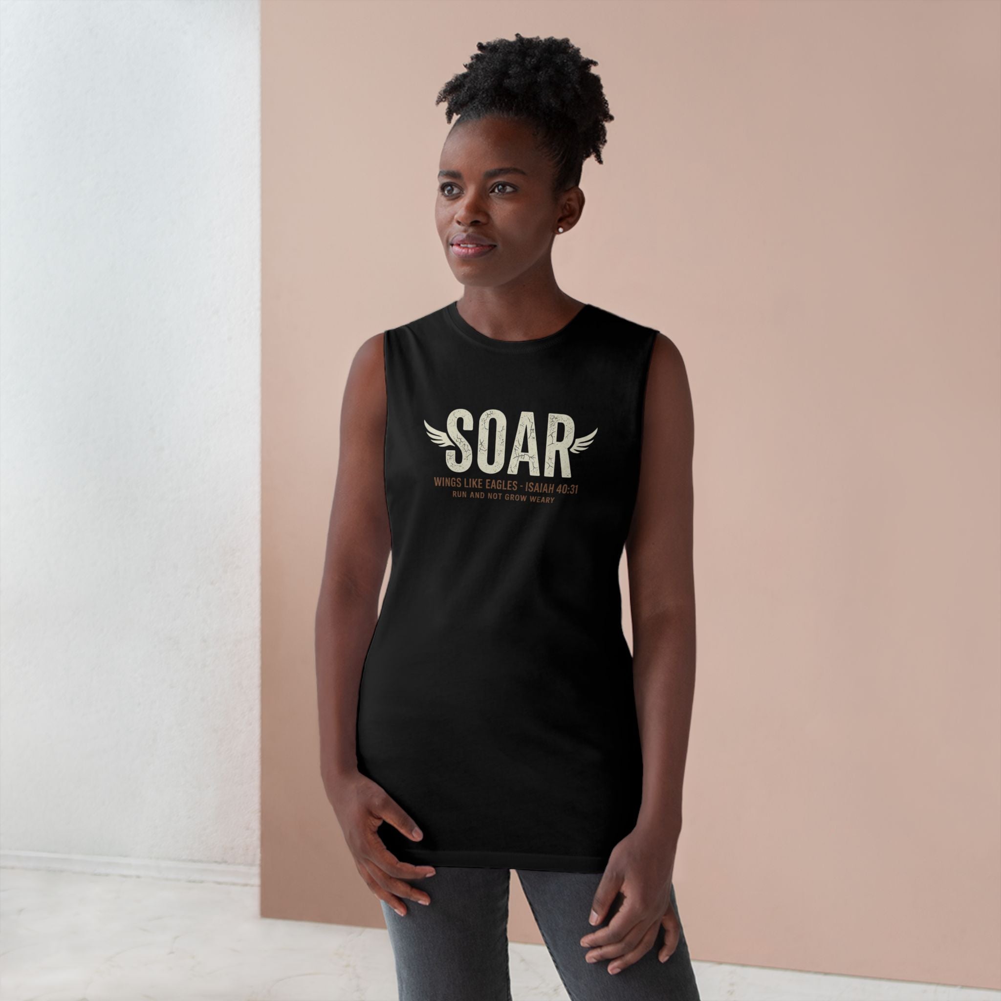 SOAR Isaiah 40:31 Tank Top, Wings Like Eagles Muscle Tank, Christian Workout Shirt, Faith Gym Apparel, Inspirational Unisex Tank