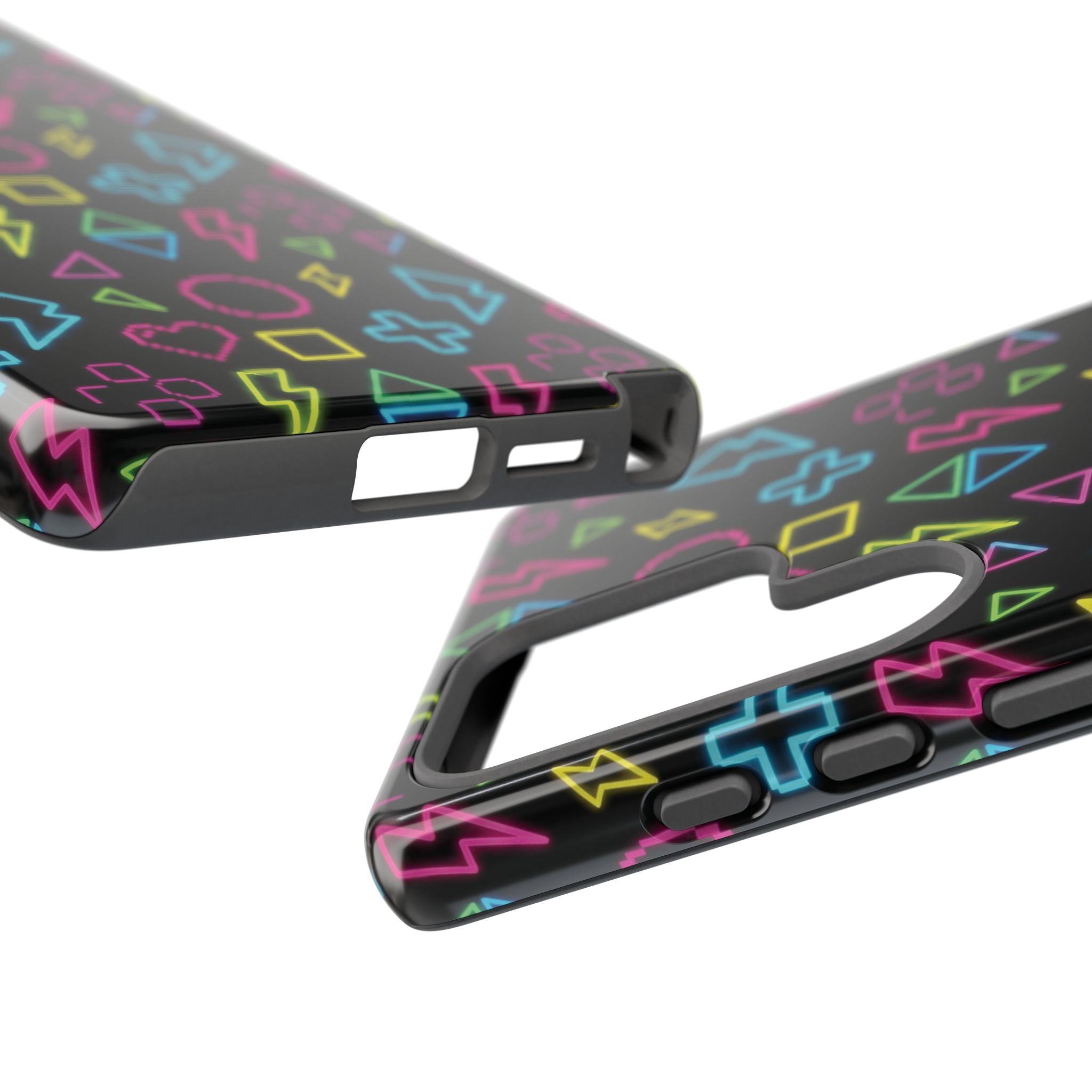 Electric Savior" Retro 90s Christian Phone Case | Neon Synthwave Pixel Art, Lightning Cross & Geometric Design, Bold Faith Gift