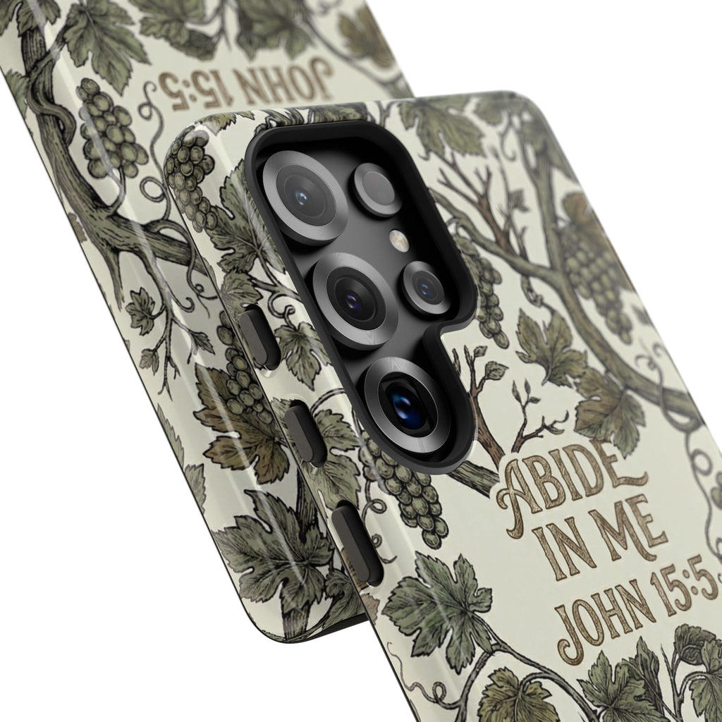 True Vine" Christian Phone Case | John 15 Scripture Art, Earthy Green Botanical Pattern, Nature Faith Gift, Bible Verse Cover