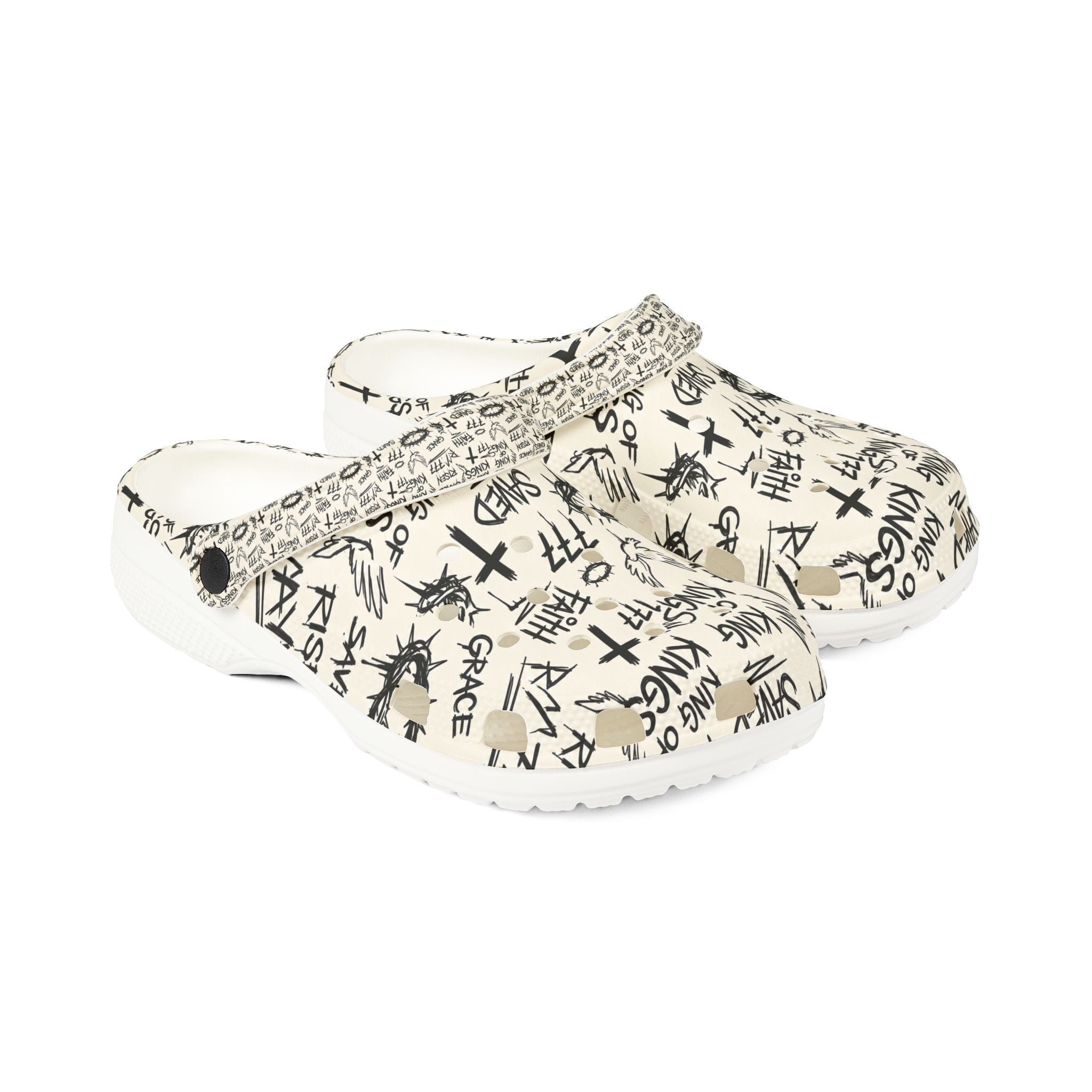 Christian Graffiti EVA Foam Slip Ons | Handwritten Faith Comfort Shoes | Clogs Style