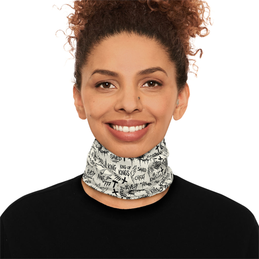 Christian Faith Graffiti Neck Gaiter | Scripture Cross Crown Design