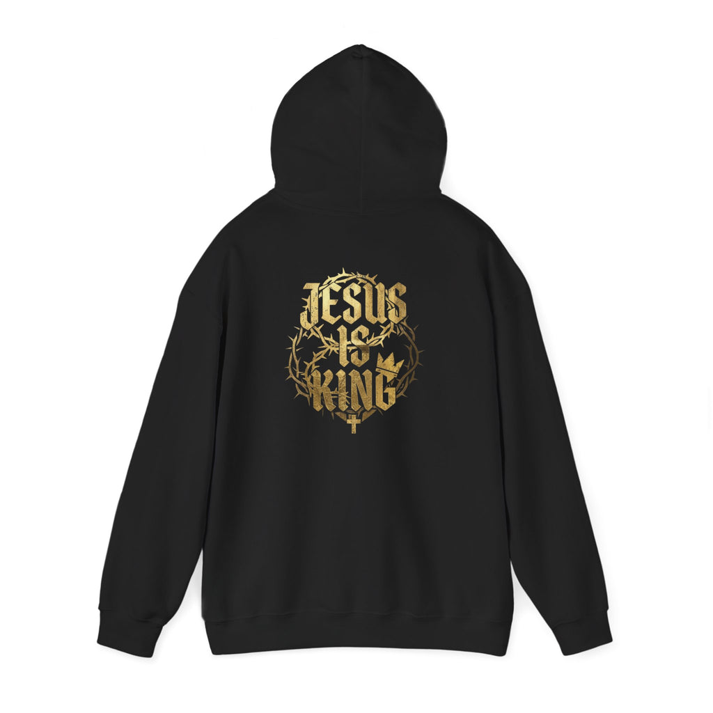 Jesus is King Bold Back Design Faith Based Streetwear Hoodie