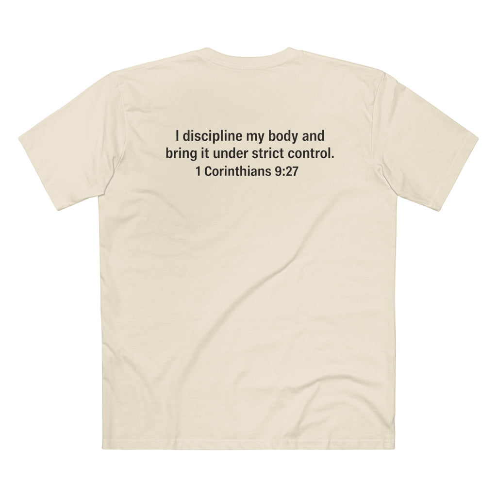 It Is Finished tee | Christian Scripture shirt, 1 Corinthians 9:27 back text