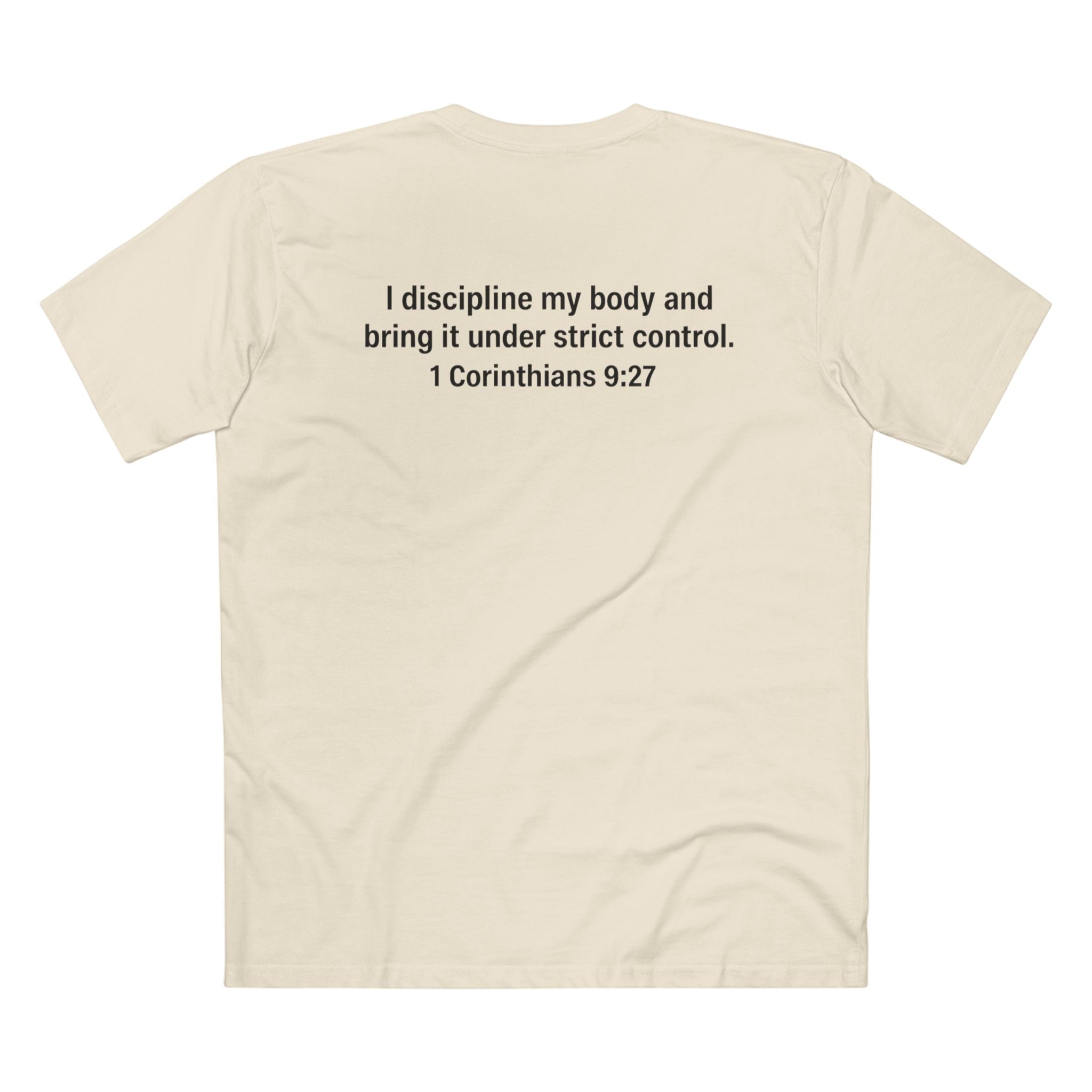 It Is Finished tee | Christian Scripture shirt, 1 Corinthians 9:27 back text