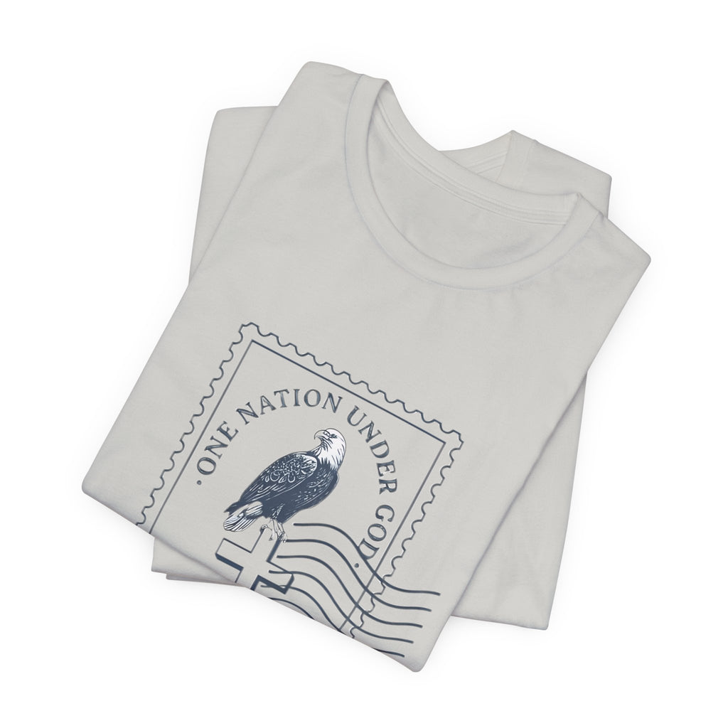 One Nation Under God Shirt, Patriotic Christian T Shirt, July 4 1776 Americana Tee, Stamp Design, Faith and Freedom Gift, America 250