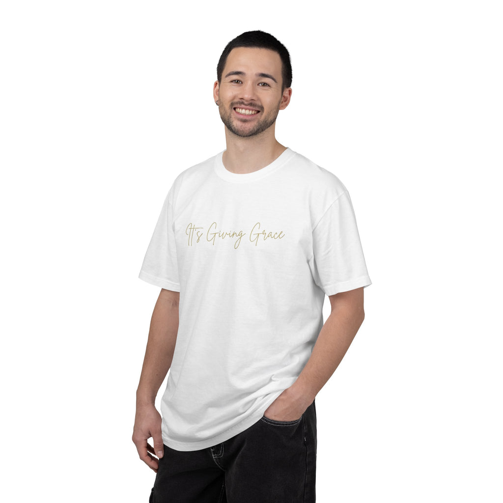 It's Giving Grace Shirt, Handwritten Script Tee, Trendy Christian Apparel, Cream Text T-Shirt, Faith Based Gift for Her