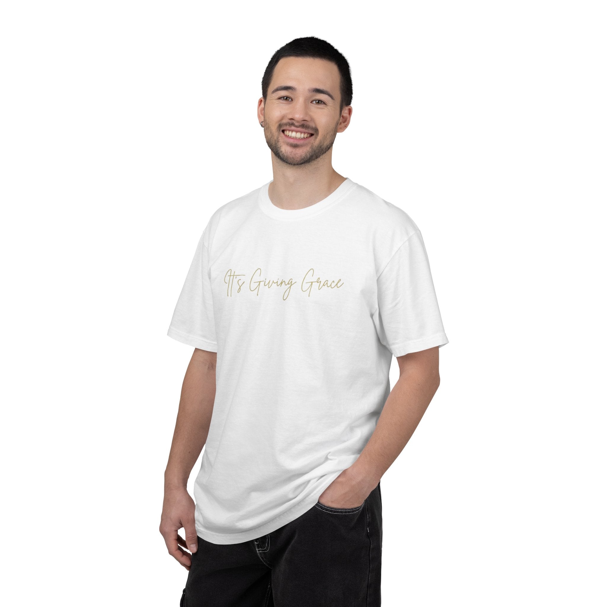 It's Giving Grace Shirt, Handwritten Script Tee, Trendy Christian Apparel, Cream Text T-Shirt, Faith Based Gift for Her