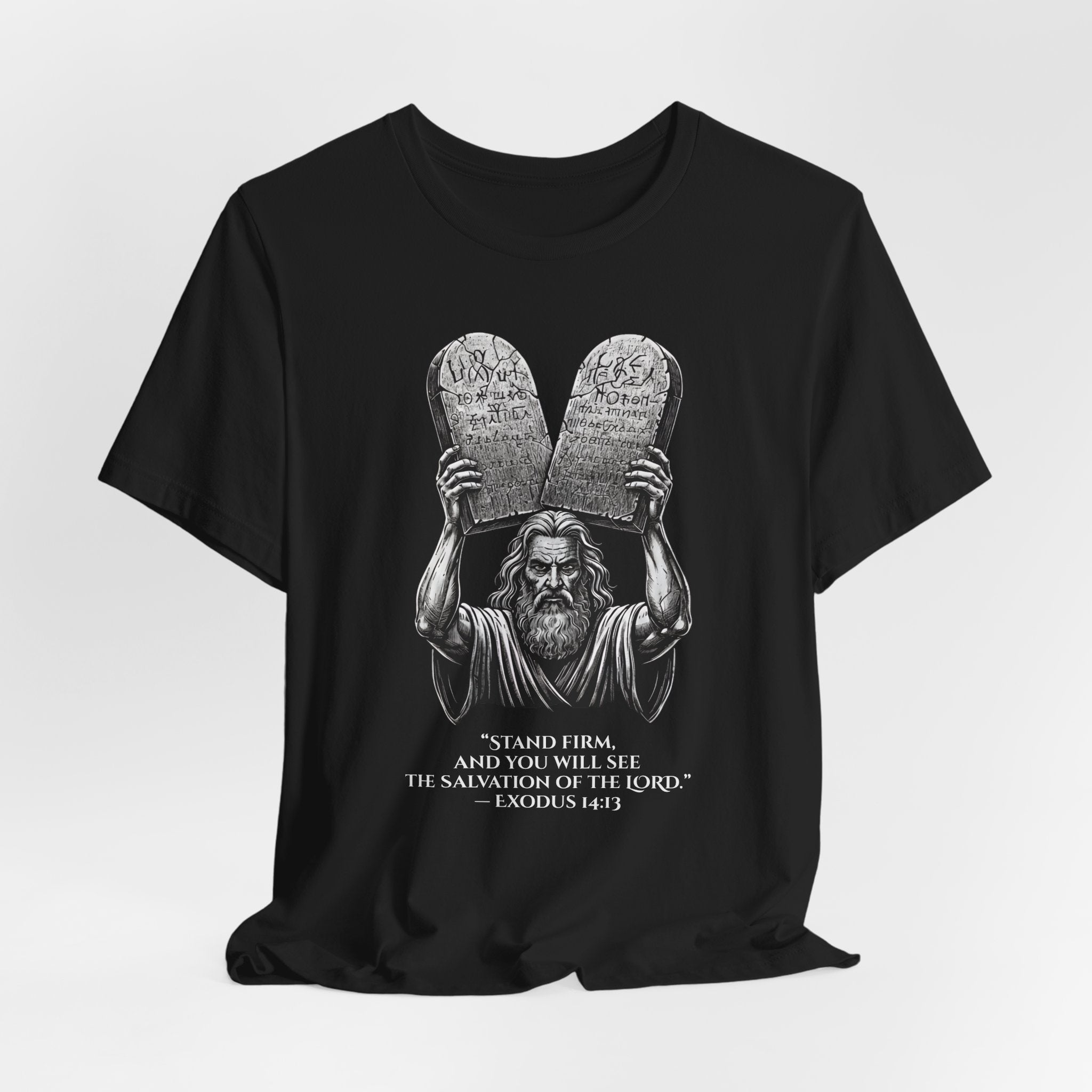 Moses Ten Commandments Shirt, Stand Firm Exodus 14:13 Tee, Christian Streetwear, Biblical Warrior Shirt, Faith Graphic Tee for Men Women