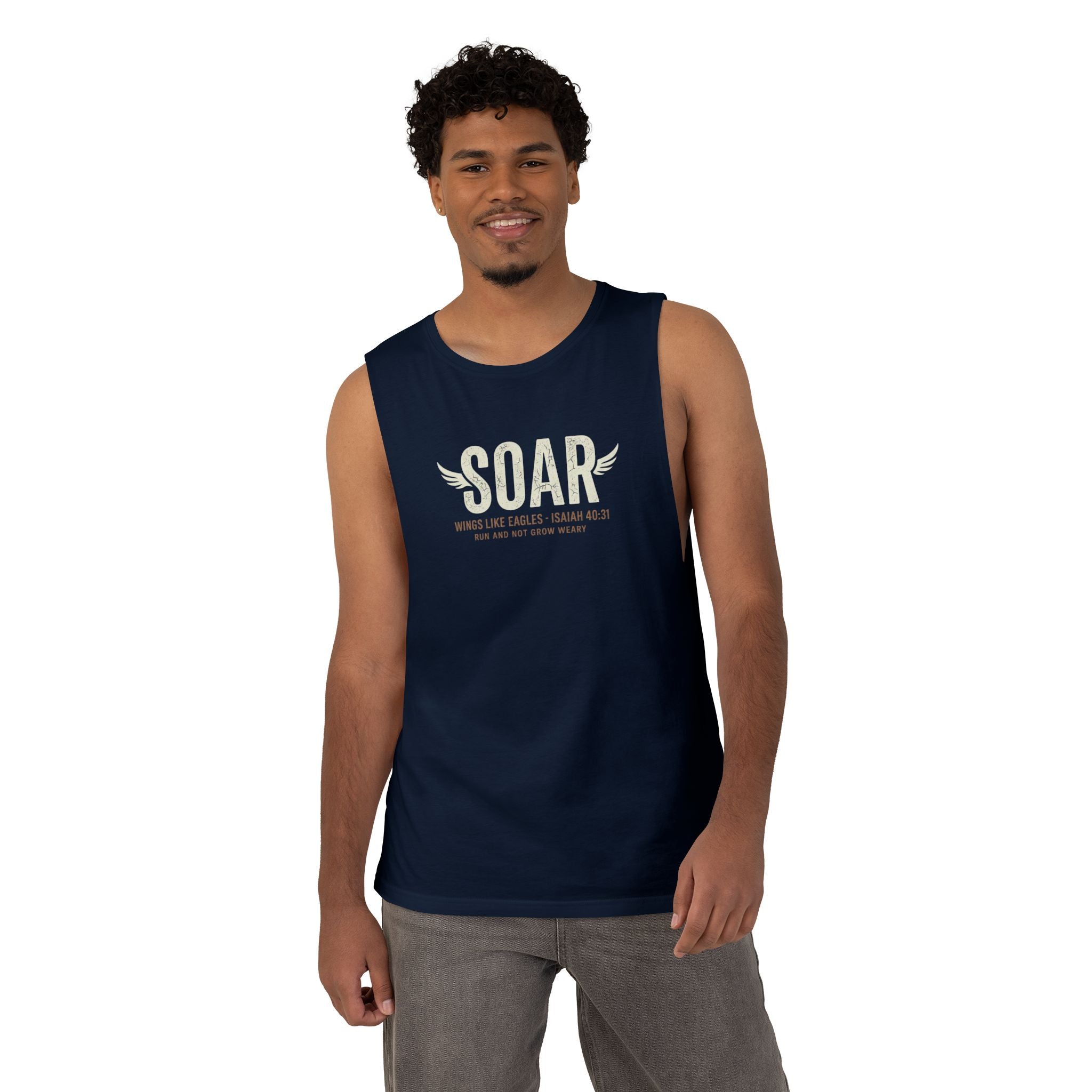 SOAR Isaiah 40:31 Tank Top, Wings Like Eagles Muscle Tank, Christian Workout Shirt, Faith Gym Apparel, Inspirational Unisex Tank