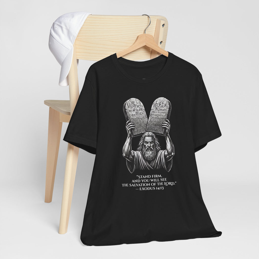Moses Ten Commandments Shirt, Stand Firm Exodus 14:13 Tee, Christian Streetwear, Biblical Warrior Shirt, Faith Graphic Tee for Men Women