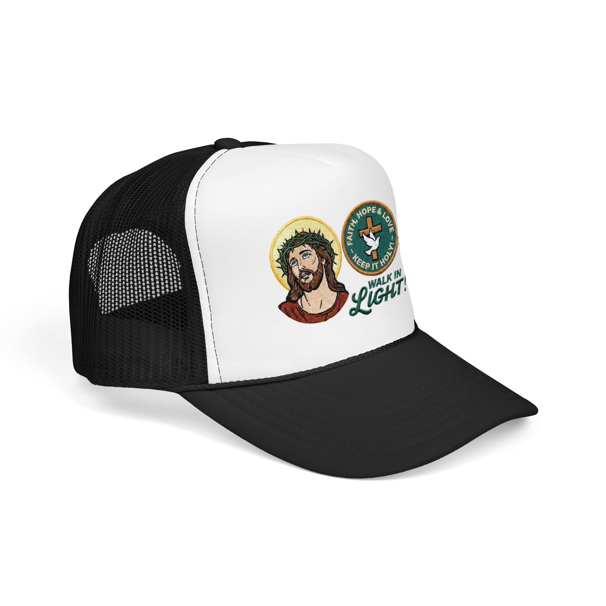 Jesus Foam Trucker Hat, Christian Trucker Cap, Embroidered Jesus Hat, Faith Based Hat, Church Hat, Religious Gift for Him