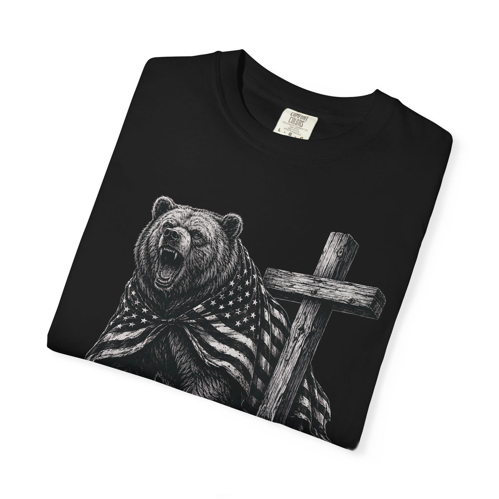 Under God Unbroken Shirt, Patriotic Christian Bear Tee, Faith Freedom Cross Shirt