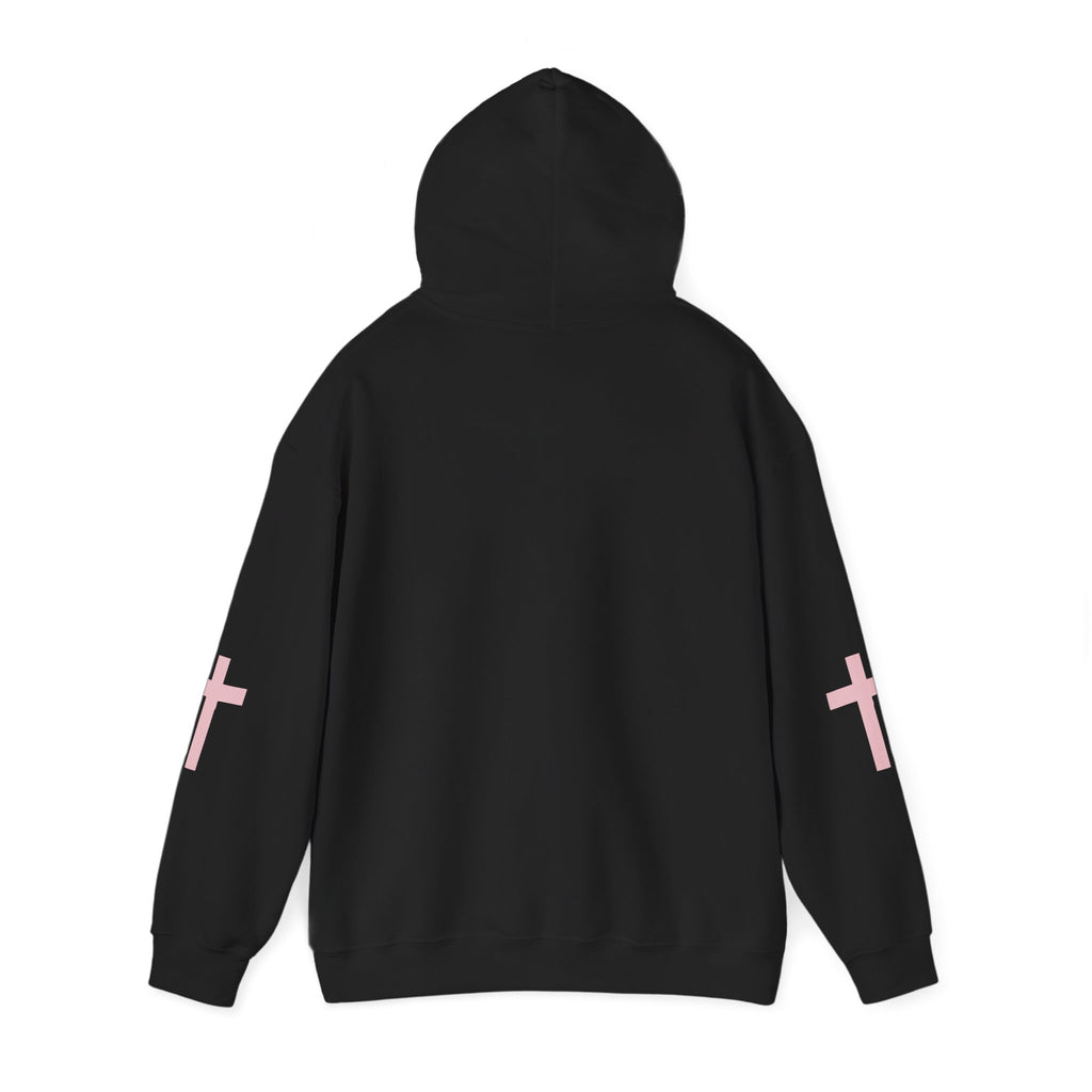 Christian Streetwear Hoodie White Pink Cross Faith Hoodie Modern Minimal Style ArmorNGlory