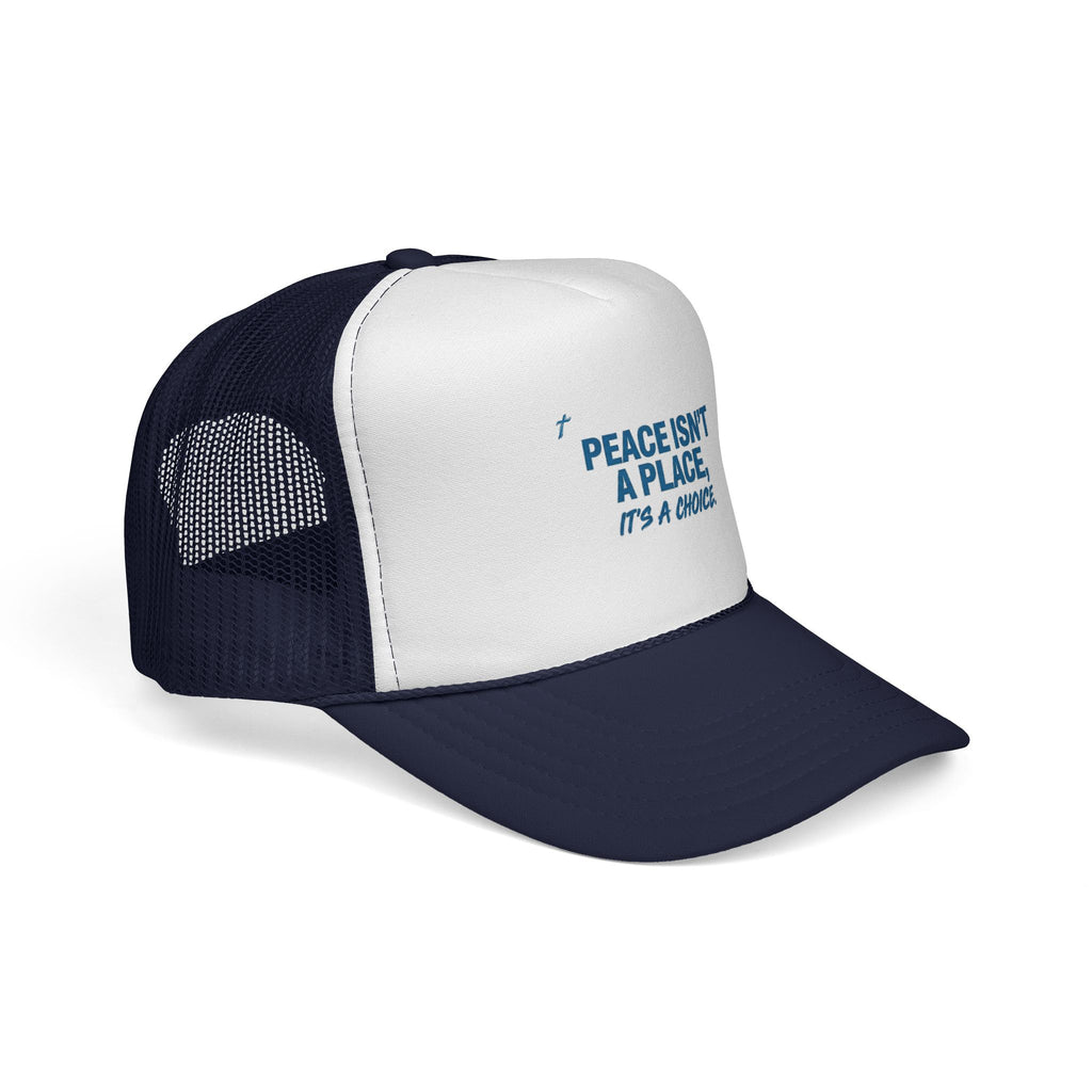 Peace Isnt A Place Its A Choice Trucker Hat, Inspirational Mesh Cap, Faith Inspired Quote Hat, Minimalist Unisex Gift