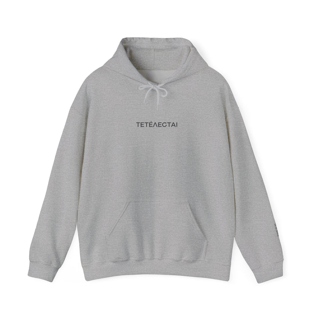 Tetelestai Greek Embroidery Hoodie, Quiet Luxury Christian Streetwear, It Is Finished Bible Verse Sweatshirt, Minimalist Faith Apparel Gift