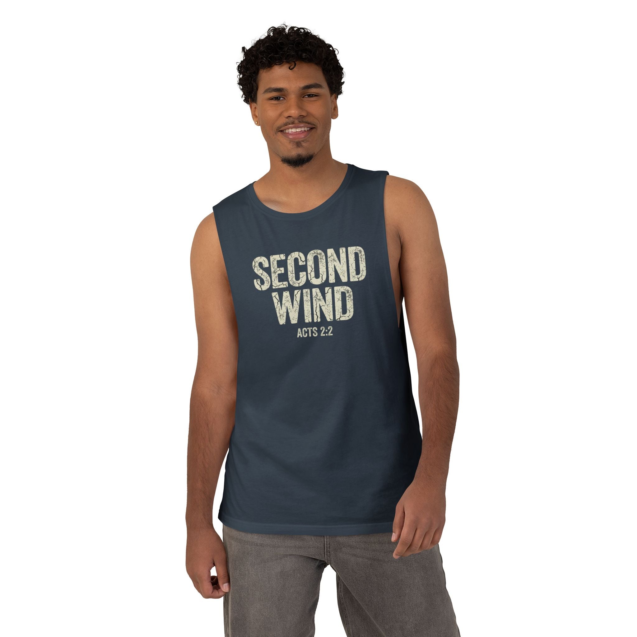 Second Wind Christian Tank Top | Acts 2:2 Bible Verse Shirt | Mens Christian Streetwear | Religious Workout Apparel | Gym Scripture Gift