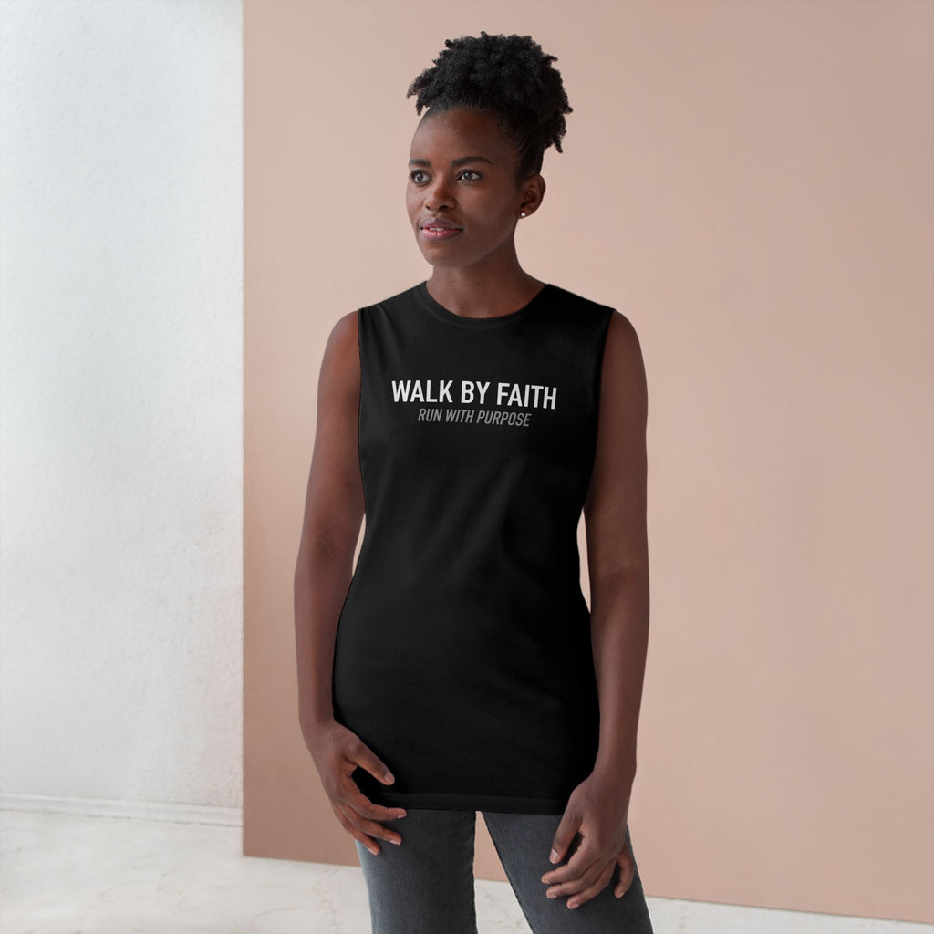 Walk By Faith Tank Top, Run With Purpose Christian Gym Tank, Unisex Muscle Tank Tee, Workout Worship Sleeveless Shirt