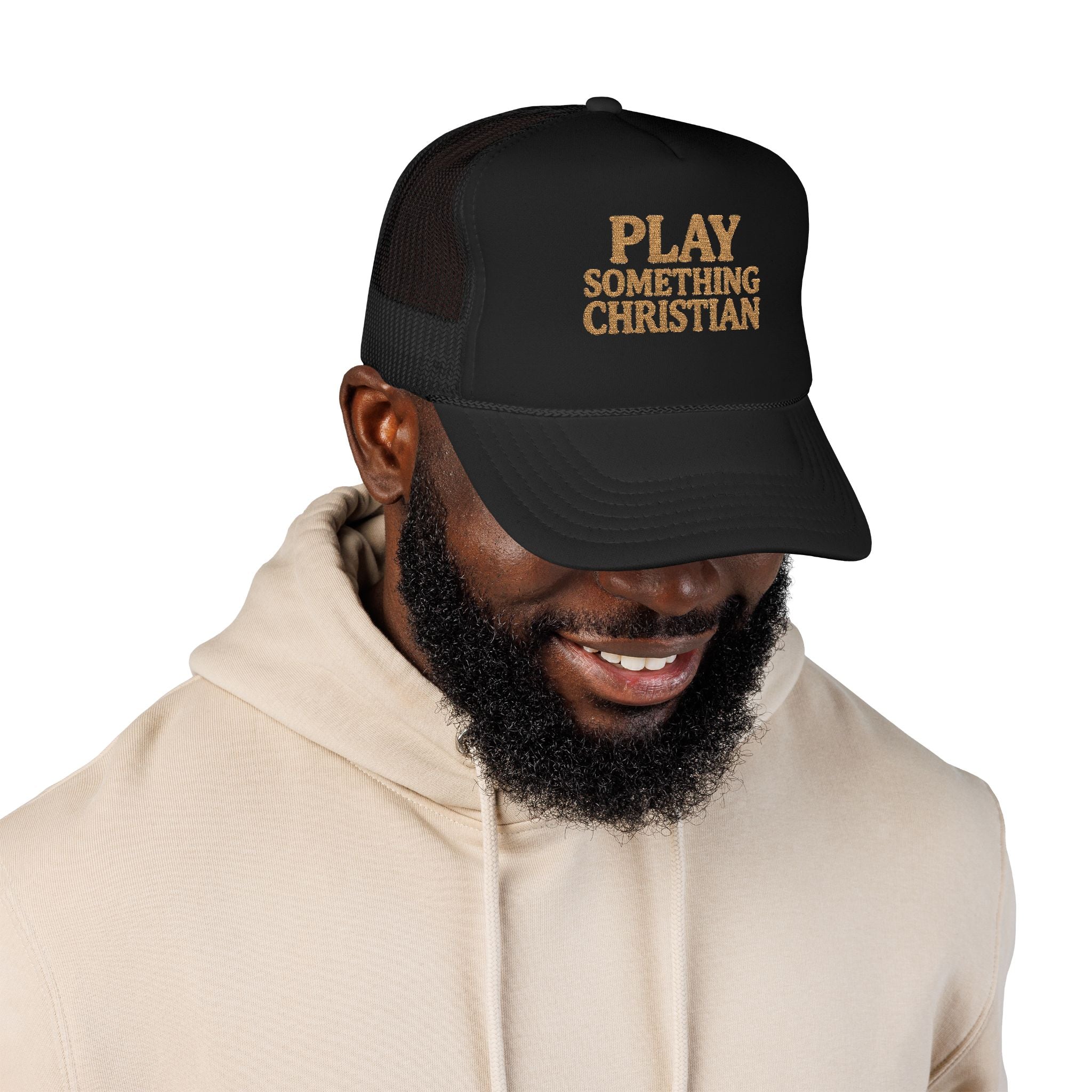 Christian Trucker Hat, Play Something Christian Cap, Foam Mesh Snapback, Worship Music Hat, Church Outfit Gift