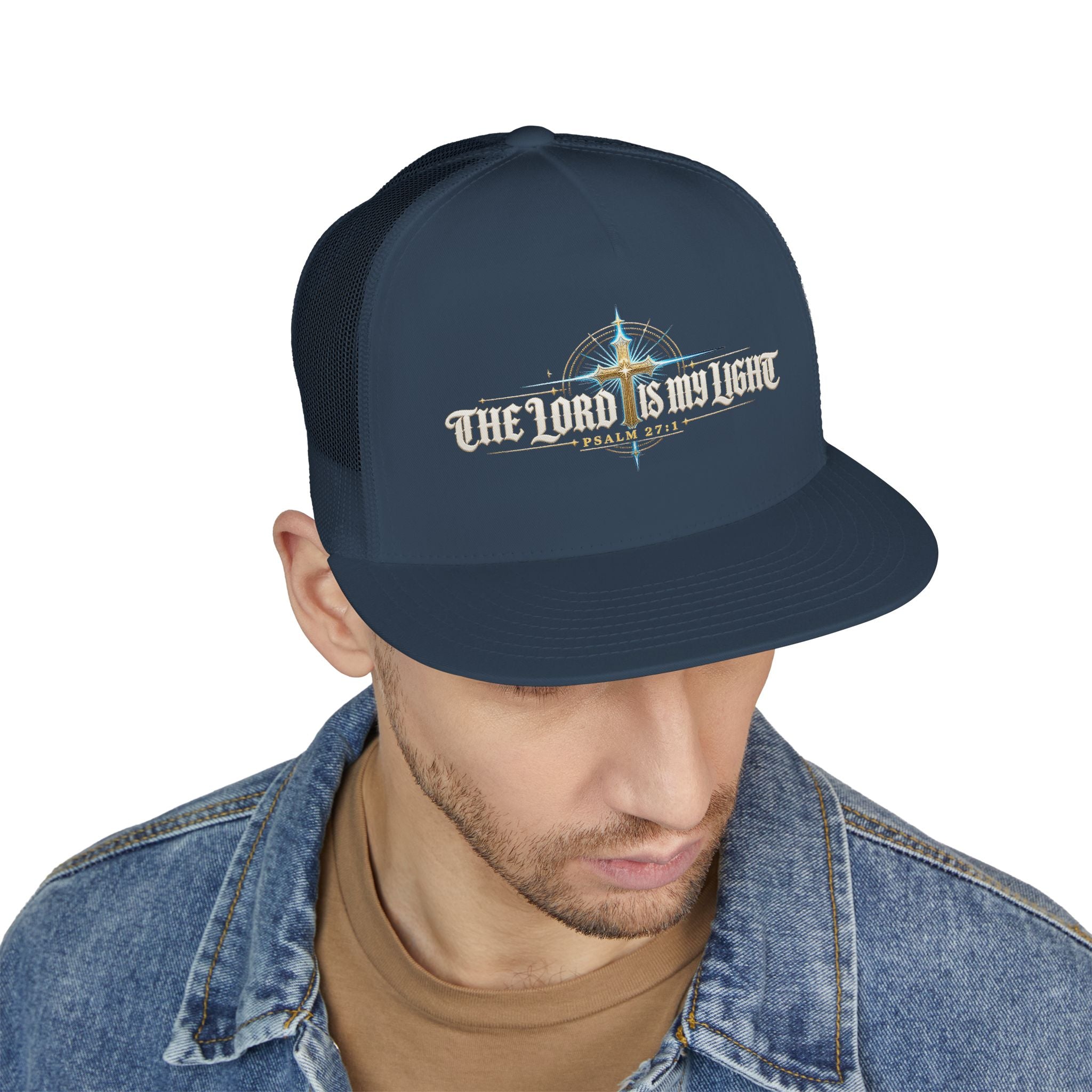 THE LORD IS MY LIGHT Printed Christian 5-Panel Trucker Cap