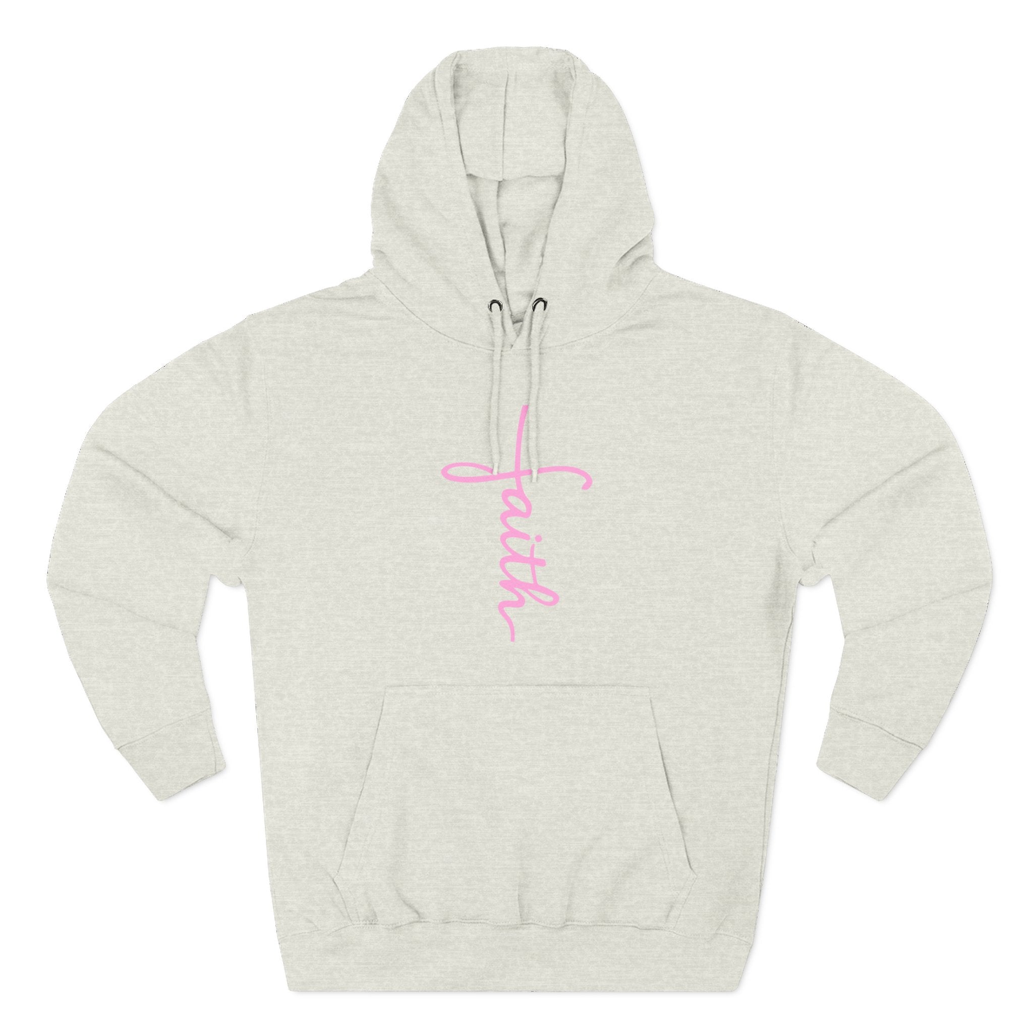 Pink Faith Hoodie | Christian Hoodie for Women | Minimalist Script Cross Hoodie | Christian Streetwear | Faith Gift | Religious Sweatshirt