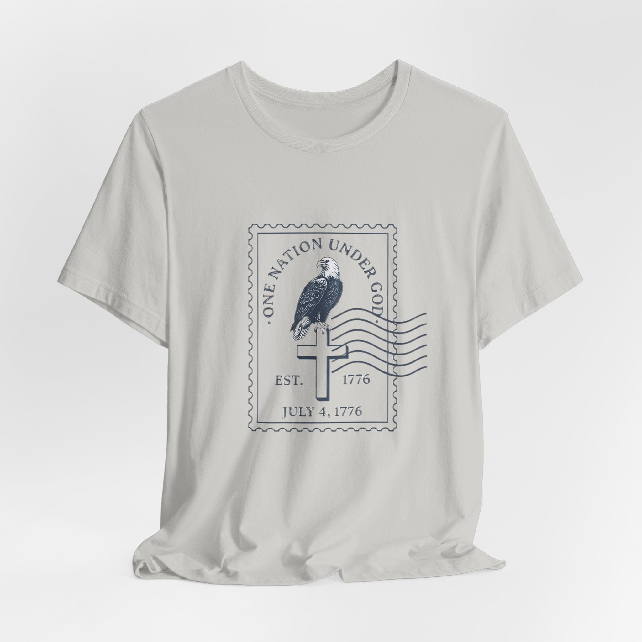 One Nation Under God Shirt, Patriotic Christian T Shirt, July 4 1776 Americana Tee, Stamp Design, Faith and Freedom Gift, America 250