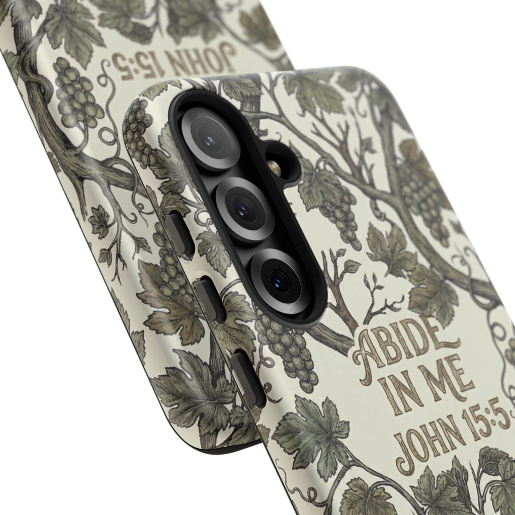 True Vine" Christian Phone Case | John 15 Scripture Art, Earthy Green Botanical Pattern, Nature Faith Gift, Bible Verse Cover
