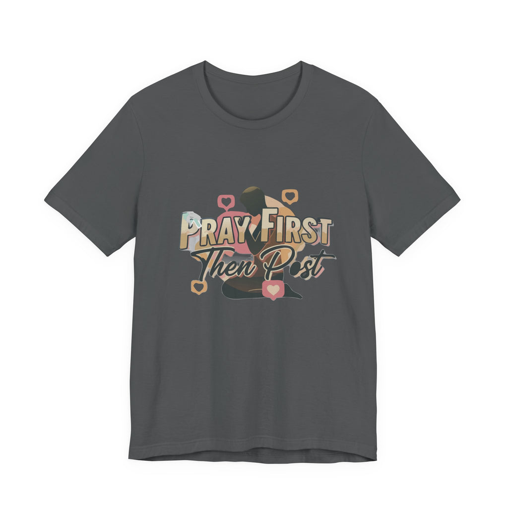Pray First Then Post Shirt, Minimalist Christian Tee, Comfort Colors Faith Shirt, Digital Discipleship Gift, Modern Bible Verse Apparel