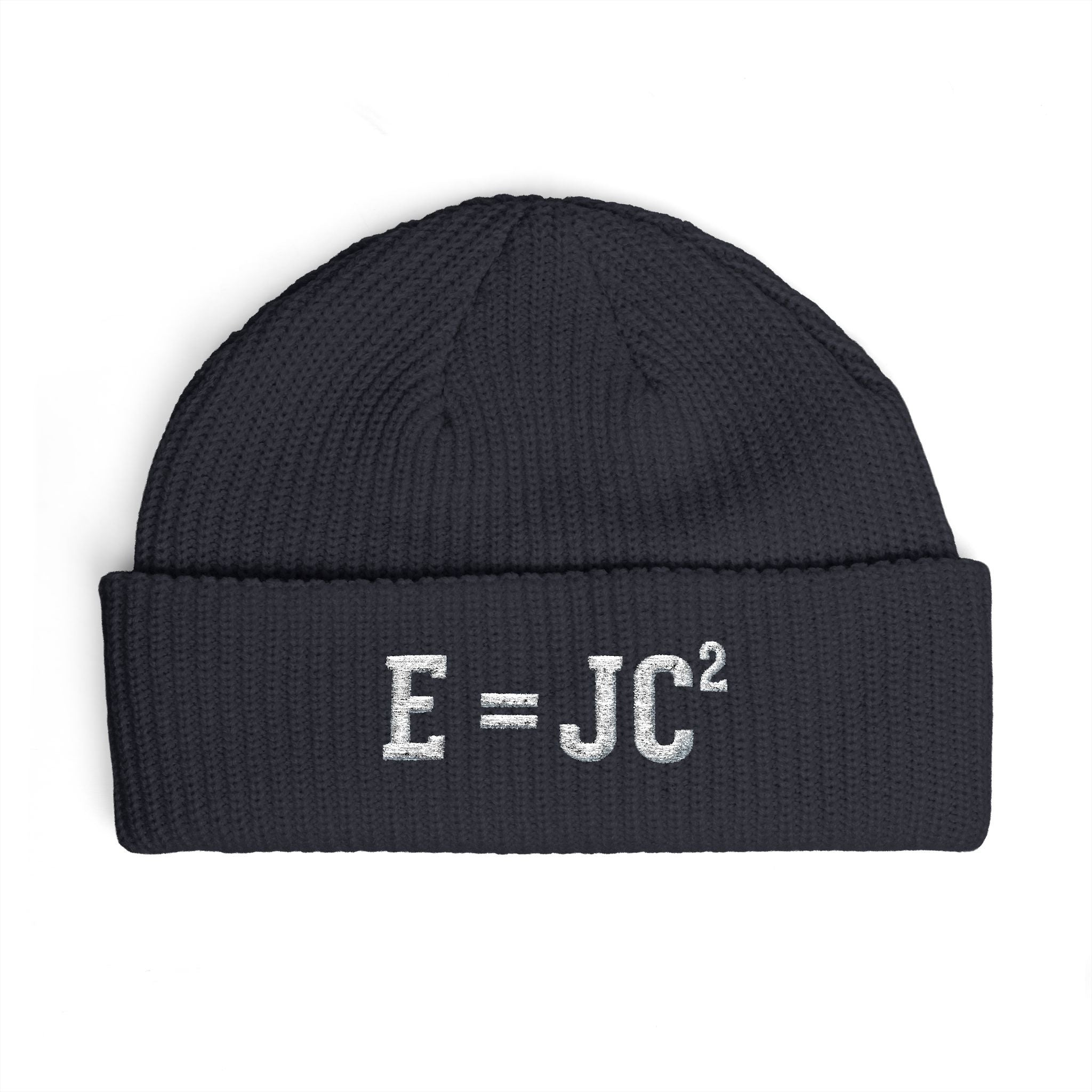 Christian Math Beanie E = JC Squared Embroidered Knit Hat, Eternity Jesus Christ Second Coming, Faith Science Beanie, Christian Nerd Gift