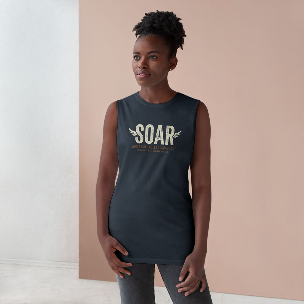 SOAR Isaiah 40:31 Tank Top, Wings Like Eagles Muscle Tank, Christian Workout Shirt, Faith Gym Apparel, Inspirational Unisex Tank