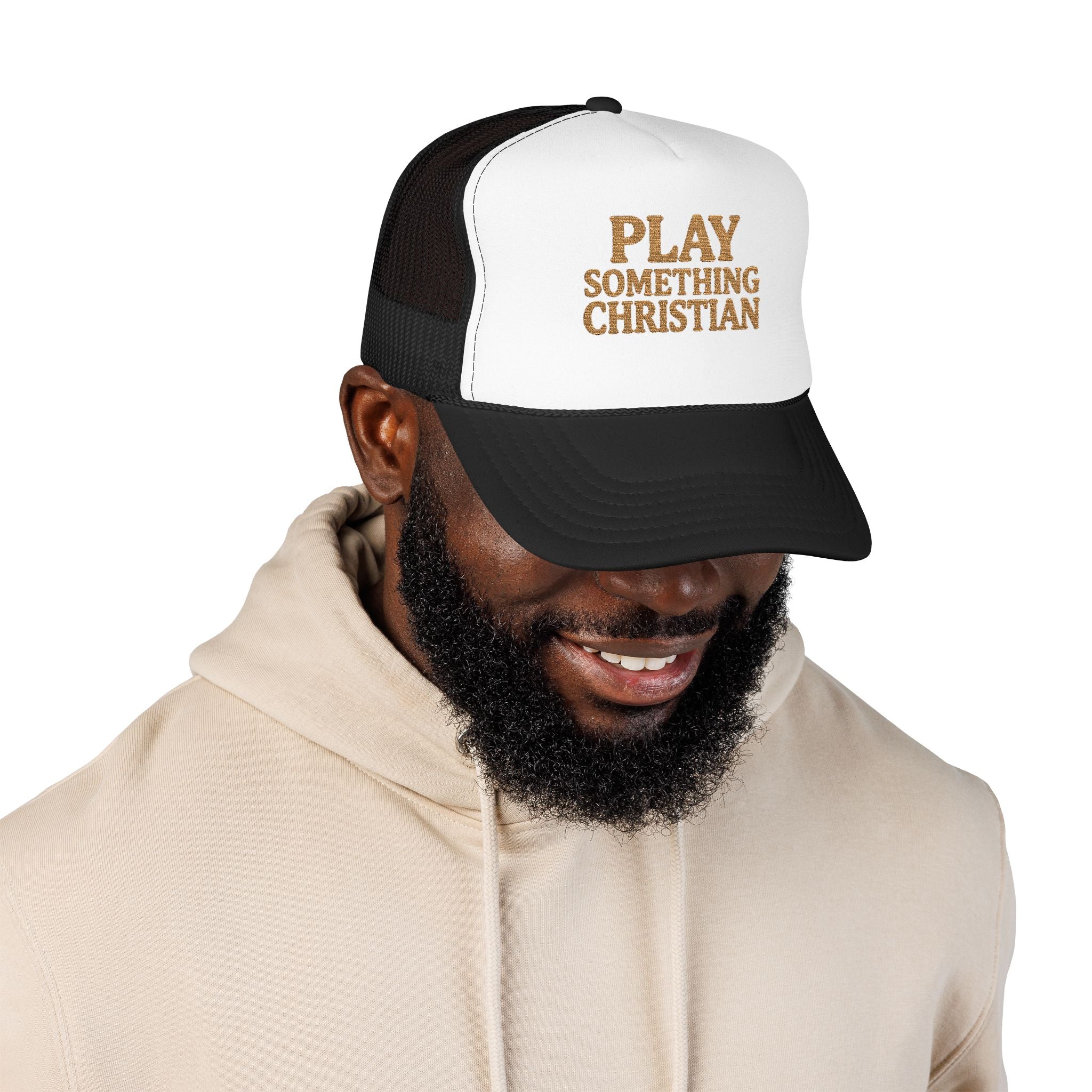 Christian Trucker Hat, Play Something Christian Cap, Foam Mesh Snapback, Worship Music Hat, Church Outfit Gift