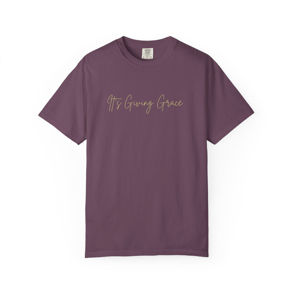 It's Giving Grace Shirt, Handwritten Script Tee, Trendy Christian Apparel, Cream Text T-Shirt, Faith Based Gift for Her