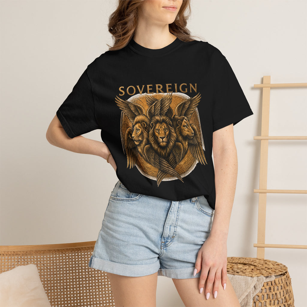 Sovereign Lion Shirt, Christian Streetwear Tee, Biblically Accurate Angel, Ezekiel Cherubim, Lion of Judah Gift