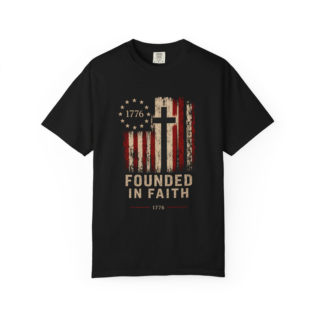 Founded in Faith Christian Patriotic Shirt, America 250 Faith Tee, Fourth of July Shirt, Vintage Americana Graphic Tee
