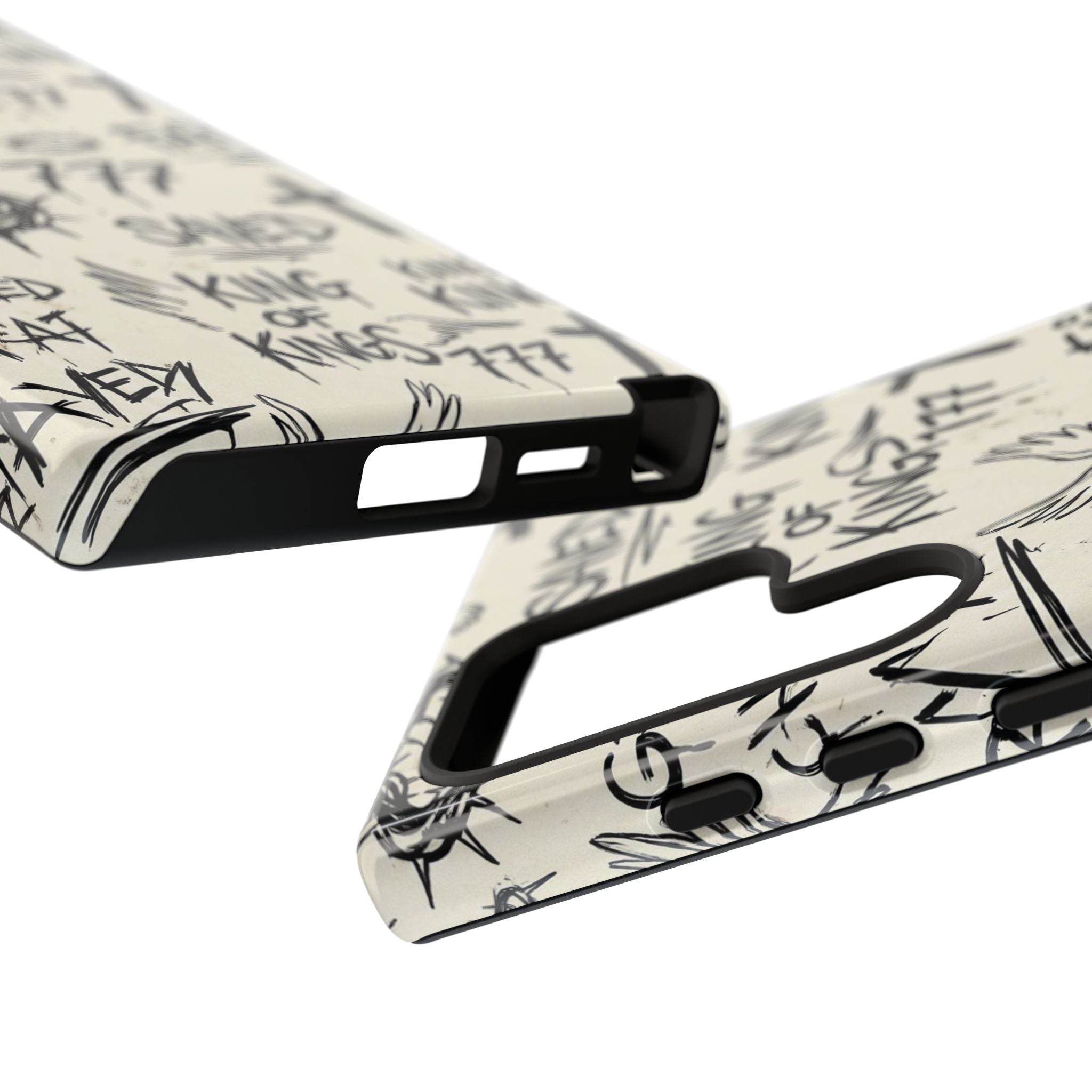 Christian Graffiti Phone Case | "Saved" & "King of Kings" Doodle Art, Urban Streetwear Faith Cover, Modern Religious Sketch Design