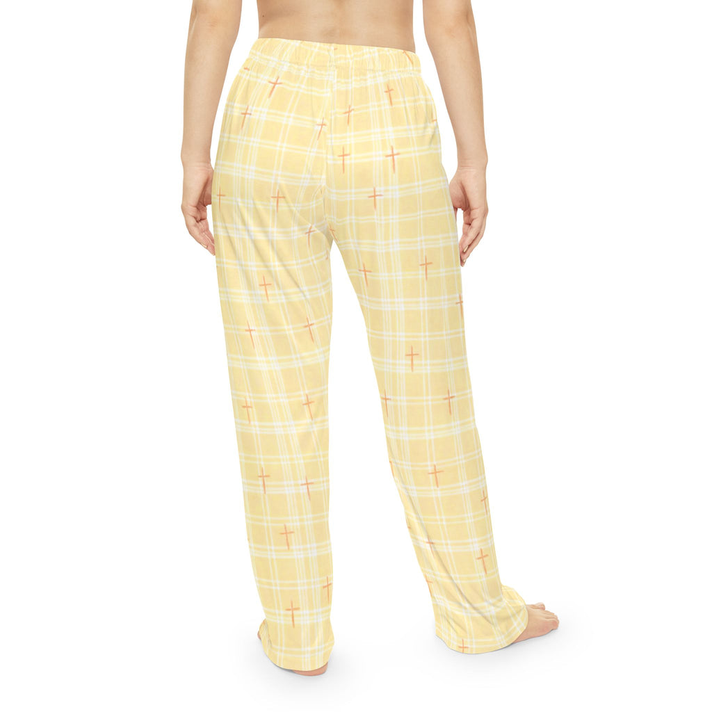 Yellow Pajama Pants | Plaid Cross Pattern