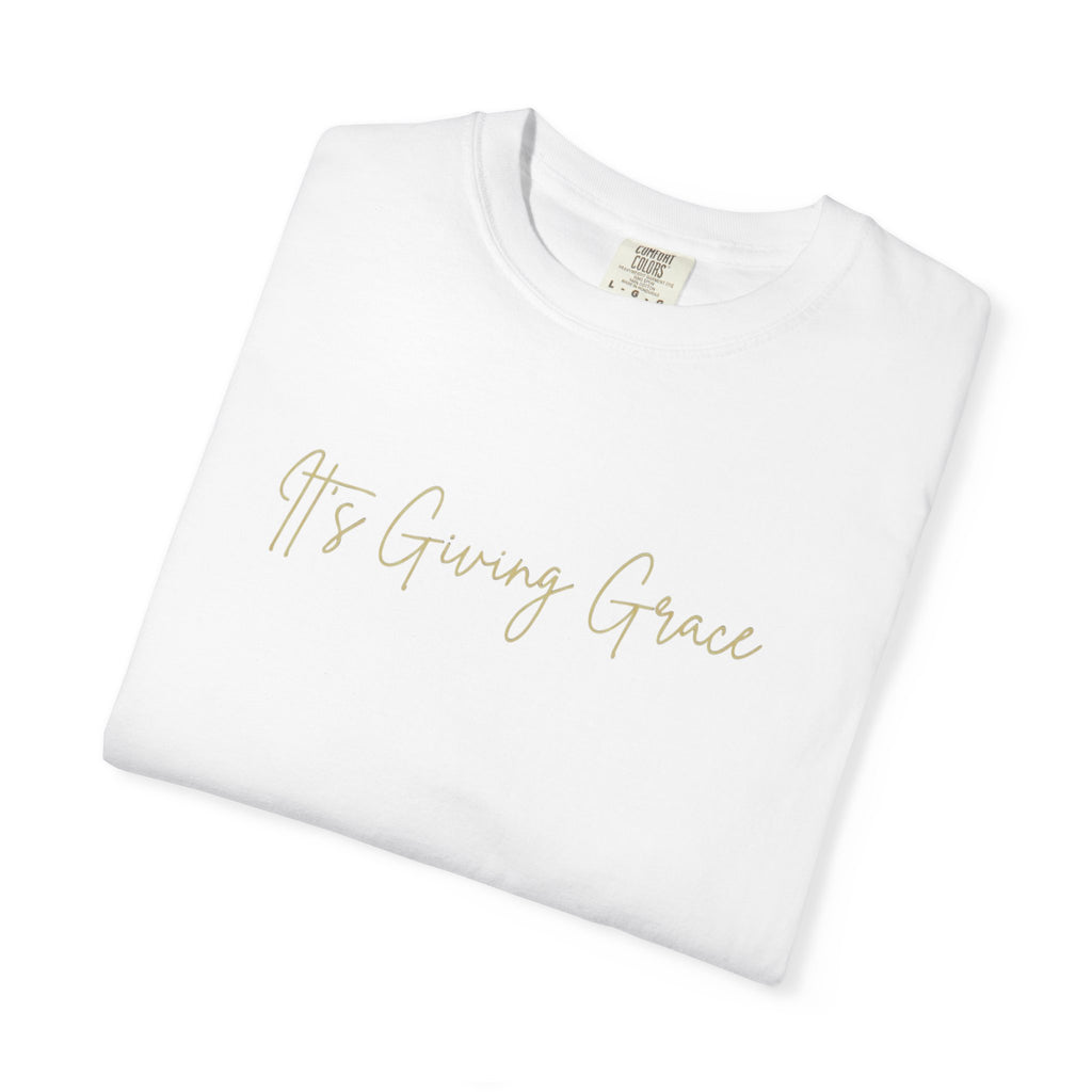 It's Giving Grace Shirt, Handwritten Script Tee, Trendy Christian Apparel, Cream Text T-Shirt, Faith Based Gift for Her