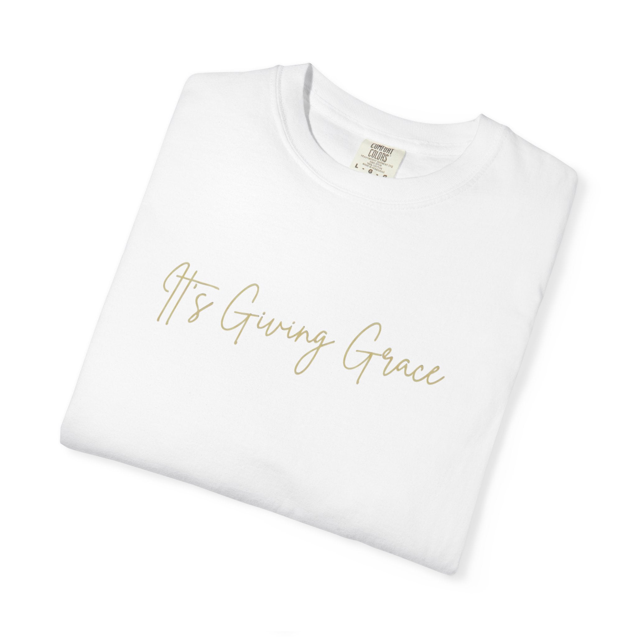 It's Giving Grace Shirt, Handwritten Script Tee, Trendy Christian Apparel, Cream Text T-Shirt, Faith Based Gift for Her
