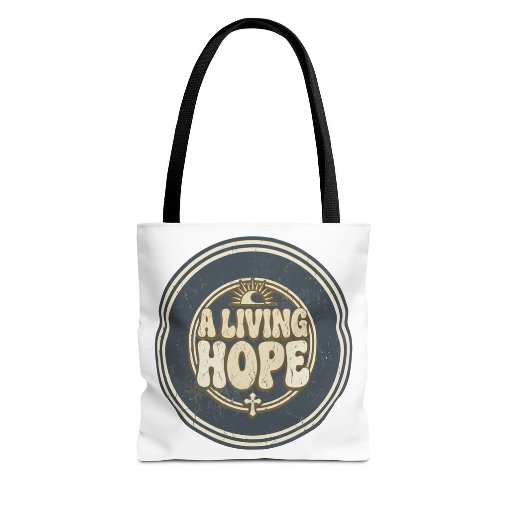 A Living Hope round emblem Tote Bag | Inspirational faith design