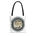 A Living Hope round emblem Tote Bag | Inspirational faith design