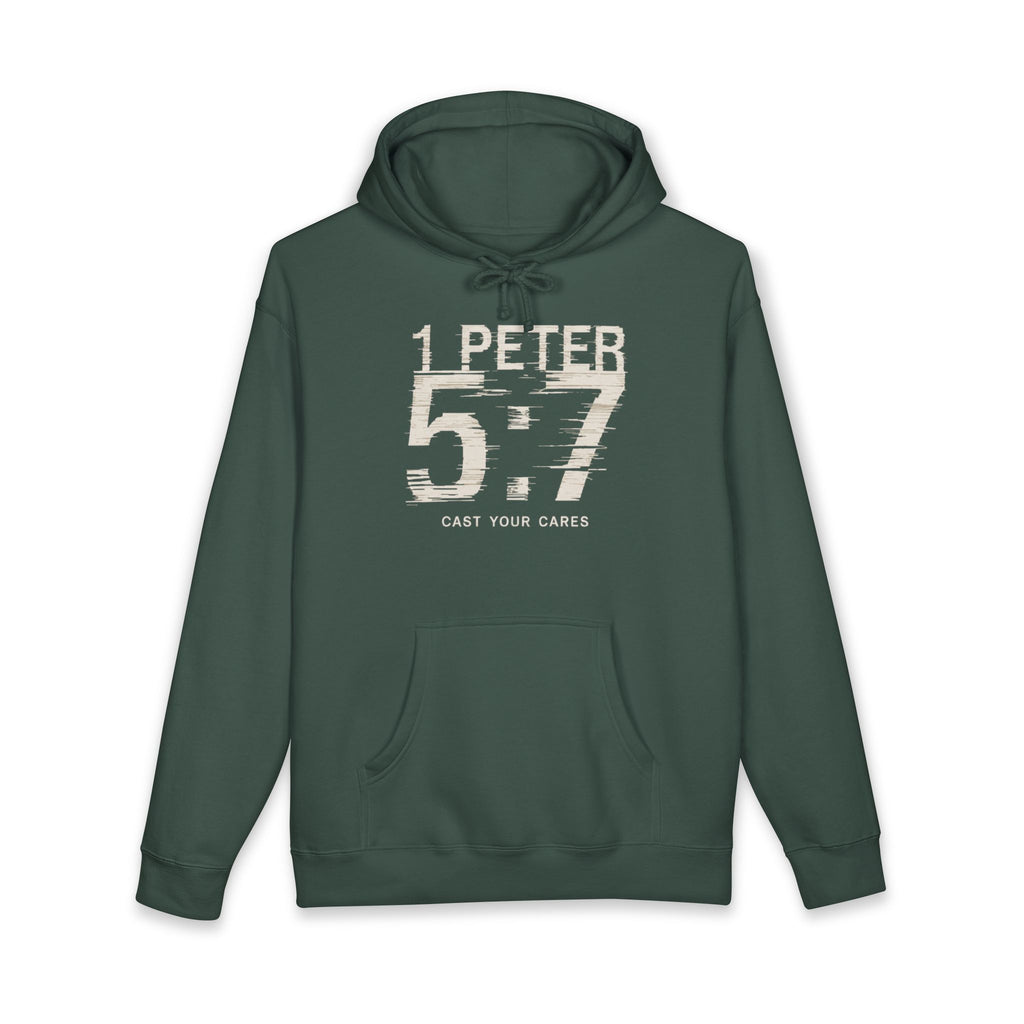 Christian Hoodie | 1 Peter 5:7 Hoodie | Cast Your Cares Sweatshirt | Heavyweight Faith Streetwear Hoodie | Minimalist Christian Gift