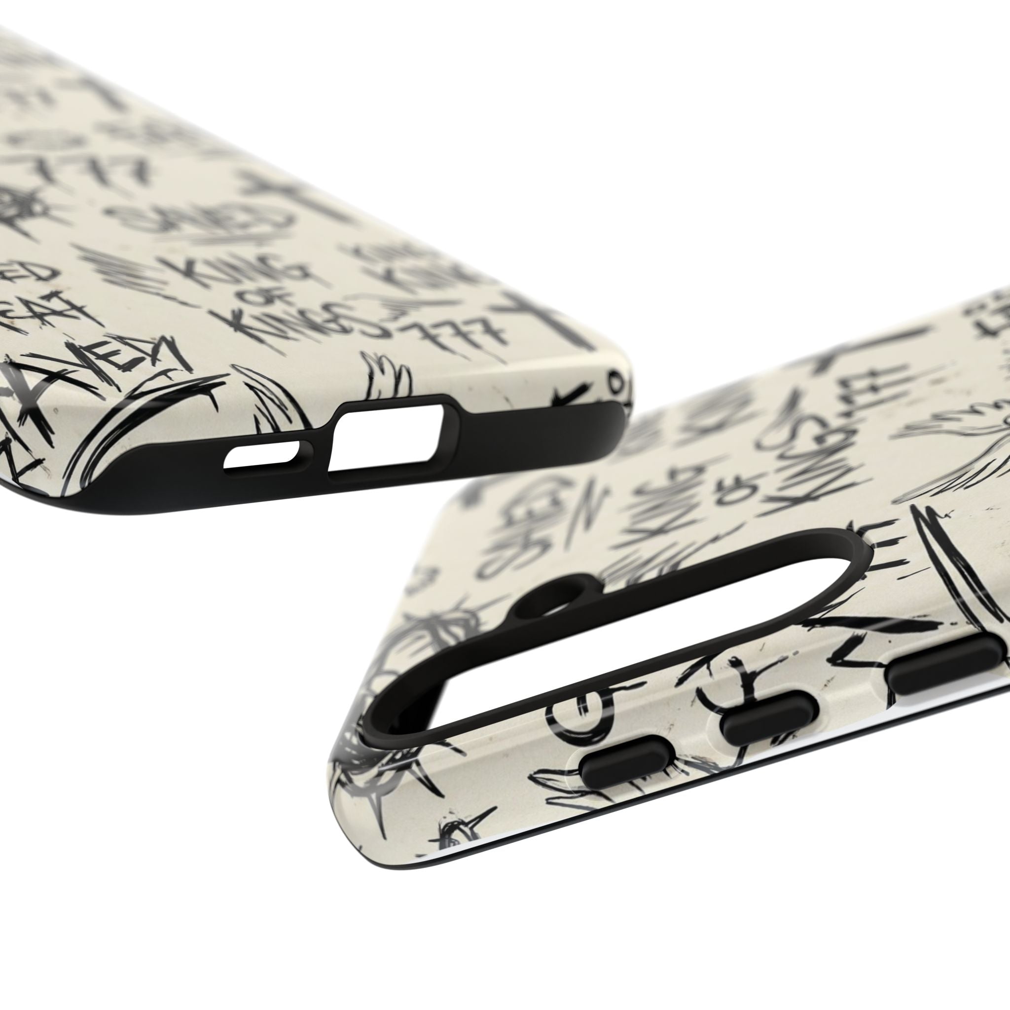 Christian Graffiti Phone Case | "Saved" & "King of Kings" Doodle Art, Urban Streetwear Faith Cover, Modern Religious Sketch Design