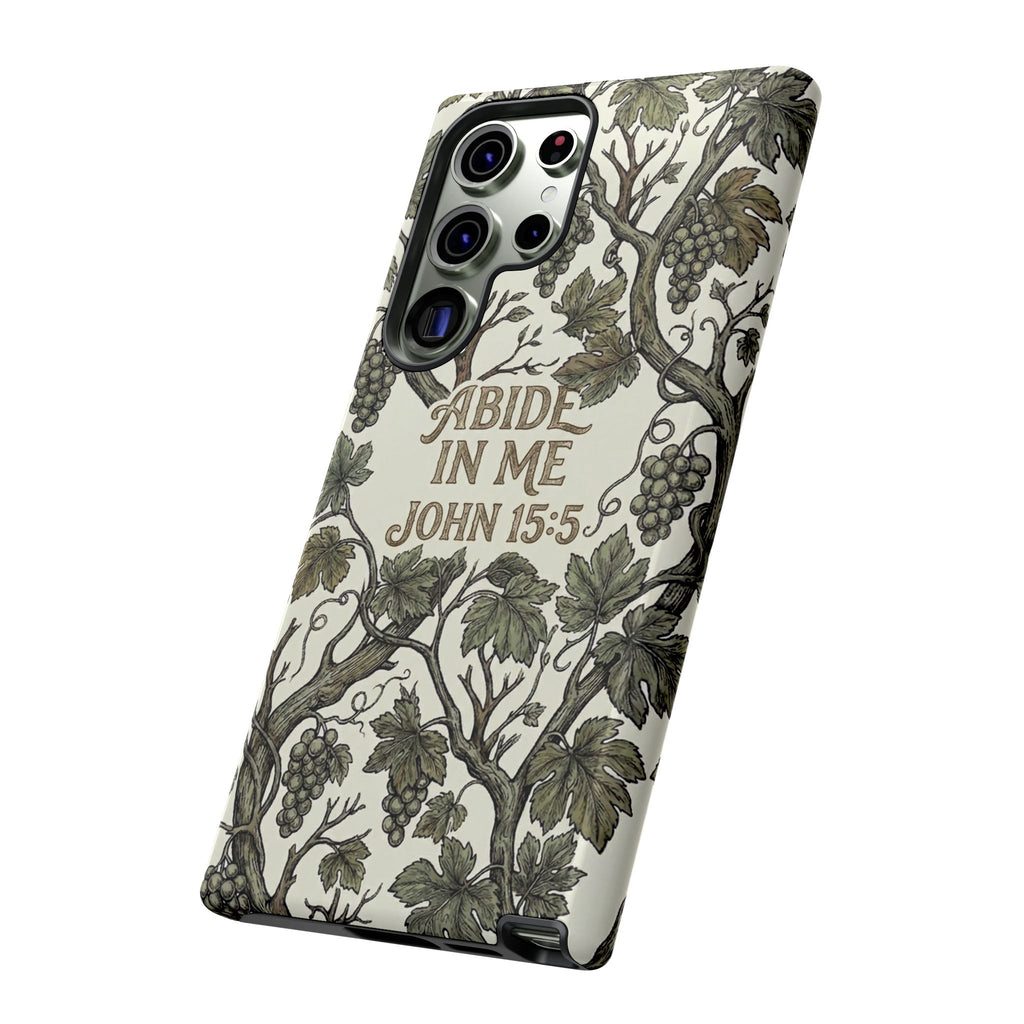 True Vine" Christian Phone Case | John 15 Scripture Art, Earthy Green Botanical Pattern, Nature Faith Gift, Bible Verse Cover